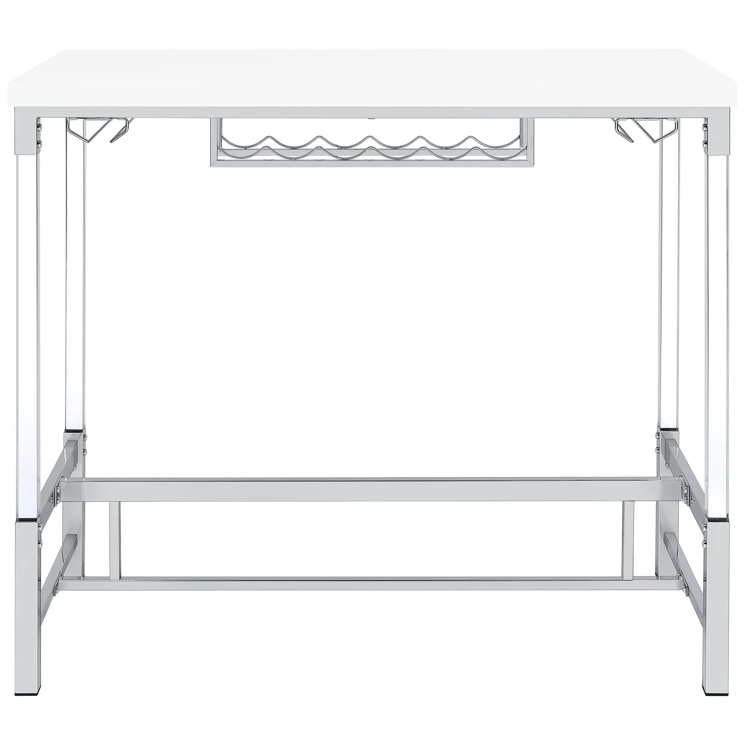 Coaster Furniture Norcrest 182101 47-inch Acrylic Leg Bar Table - White High Gloss - Image 3