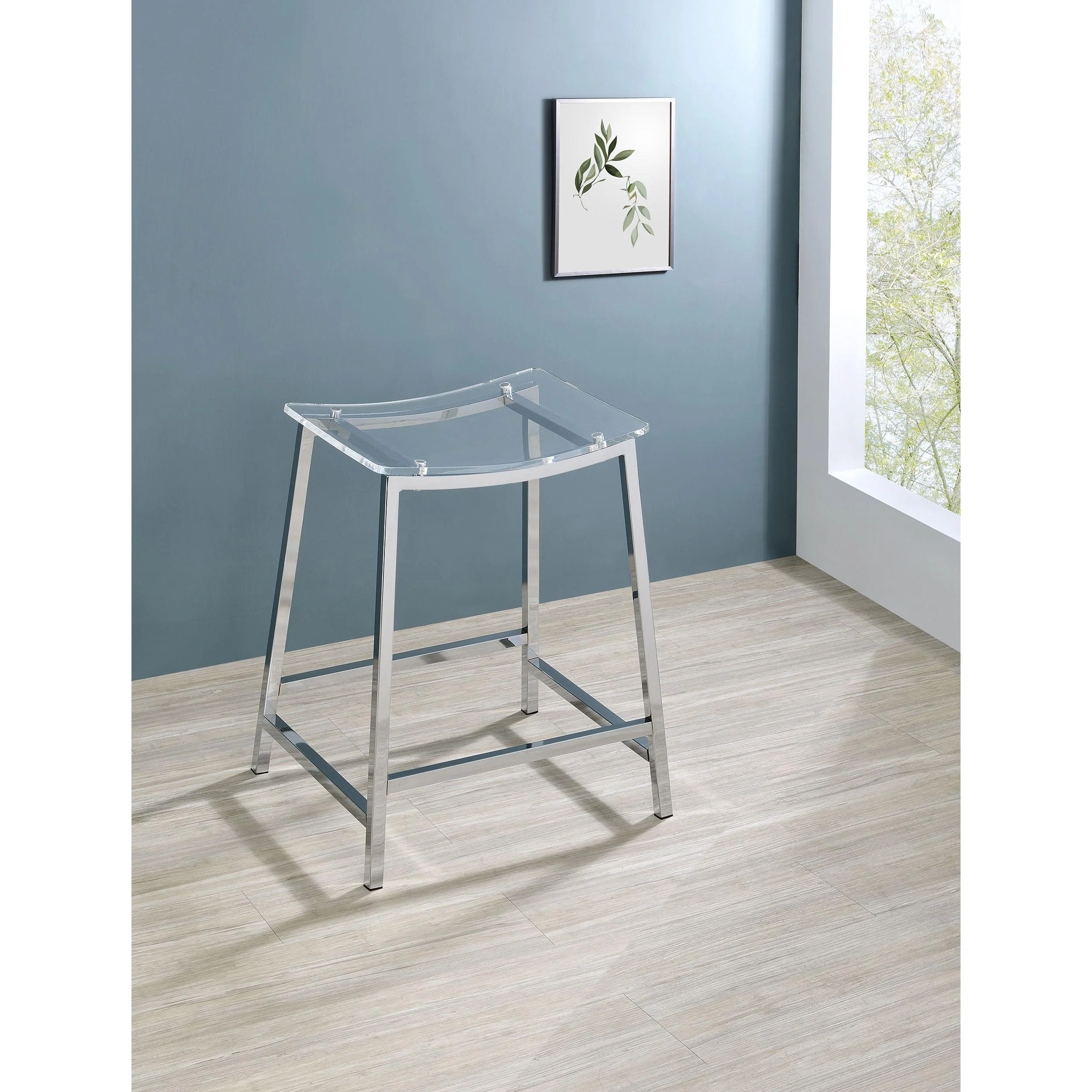 Coaster Furniture Jovani 182358 Acrylic Backless Counter Stool - Chrome - Image 2