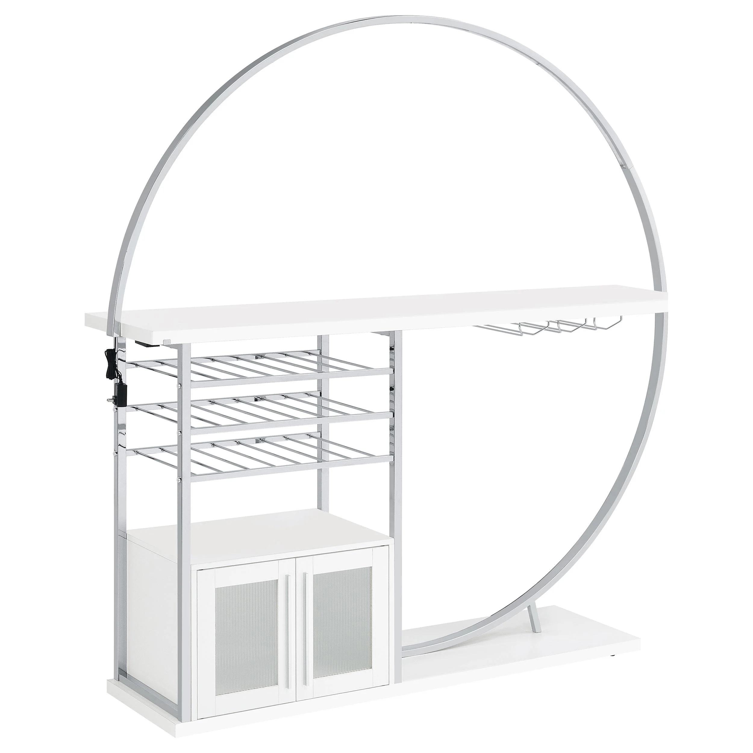 Coaster Furniture Risley 182798 2-door Circular LED Home Bar Cabinet - White High Gloss - Image 1