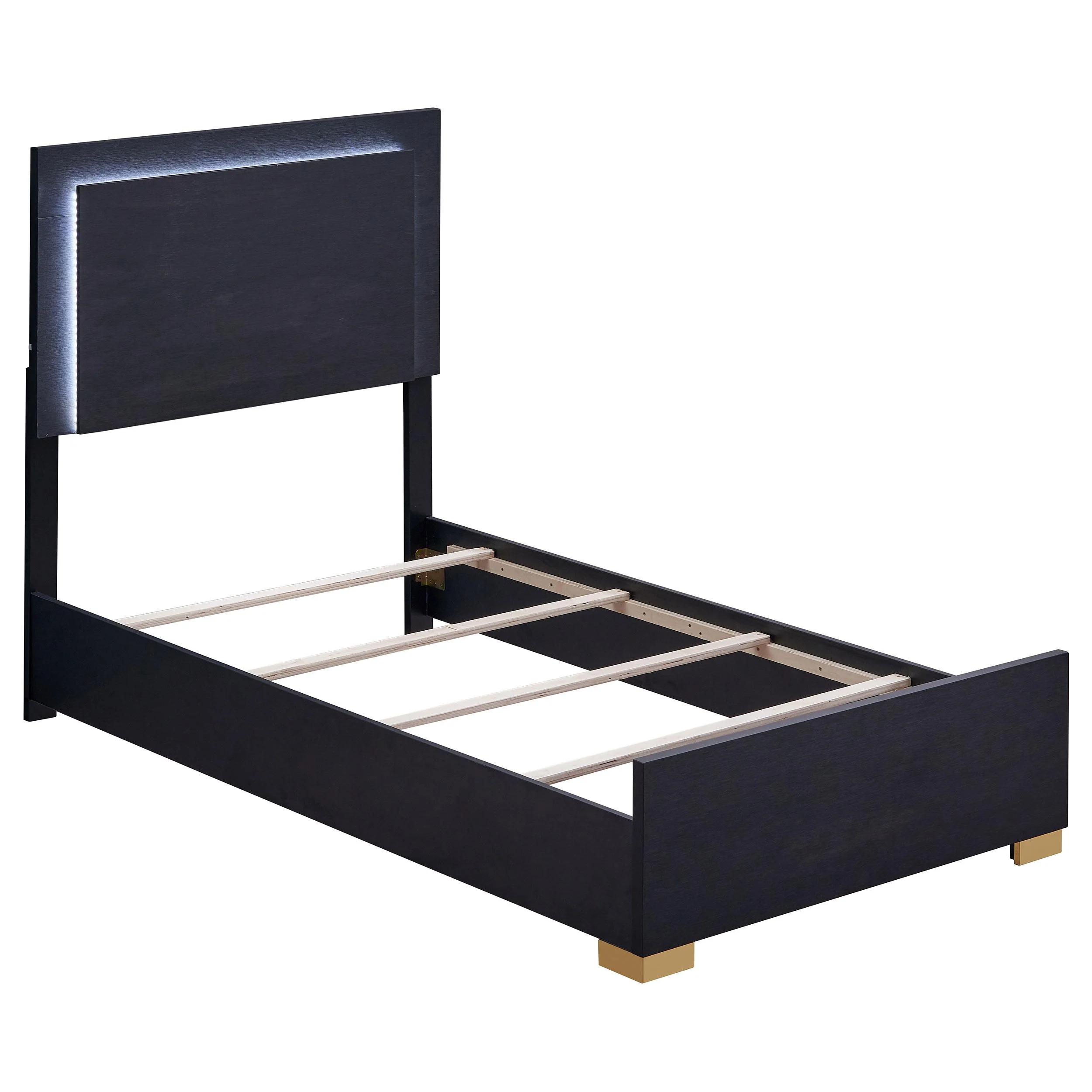 Coaster Furniture Marceline 222831T Wood Twin LED Panel Bed - Black - Image 1