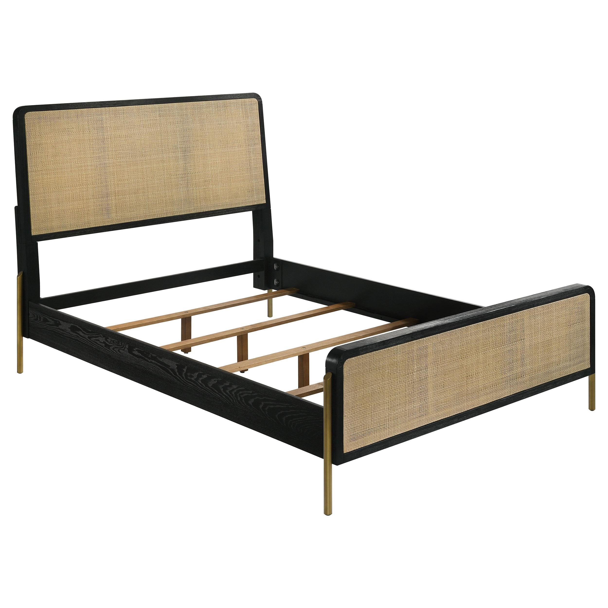 Coaster Furniture Arini 224330KE Rattan Eastern King Panel Bed – Black and Natural