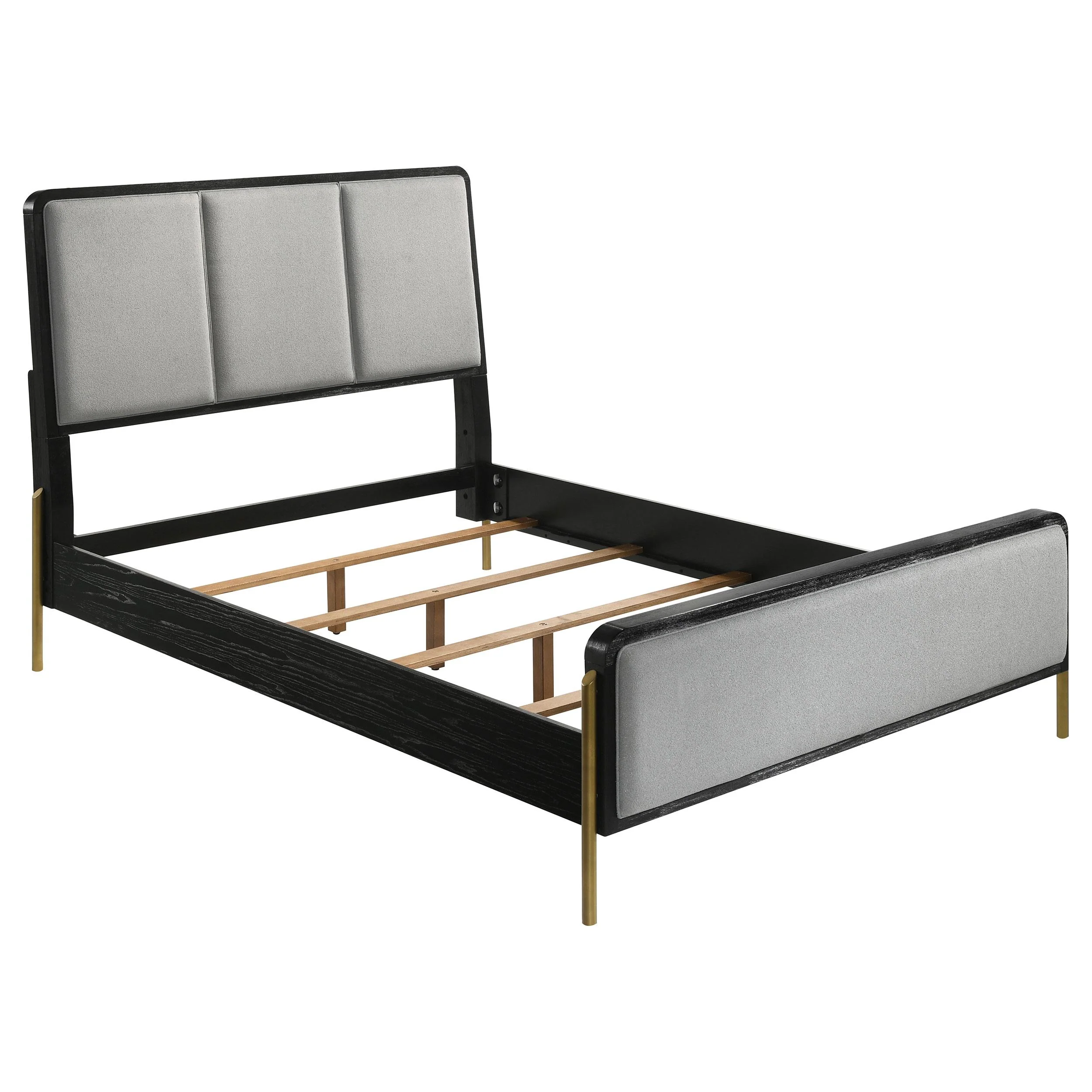 Coaster Furniture Arini 224331Q Upholstered Queen Panel Bed - Black and Grey - Image 1