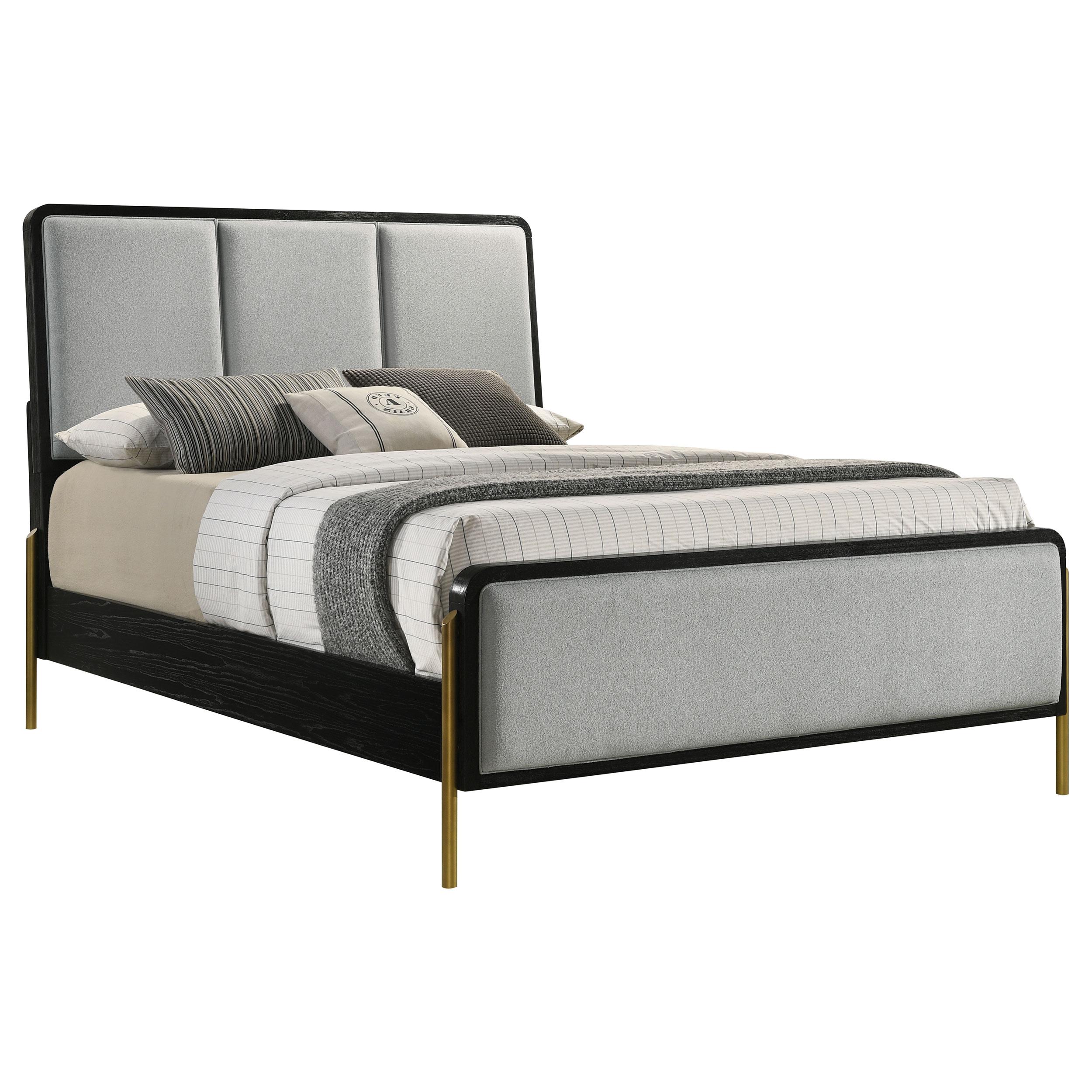 Coaster Furniture Arini 224331Q Upholstered Queen Panel Bed - Black and Grey - Image 3