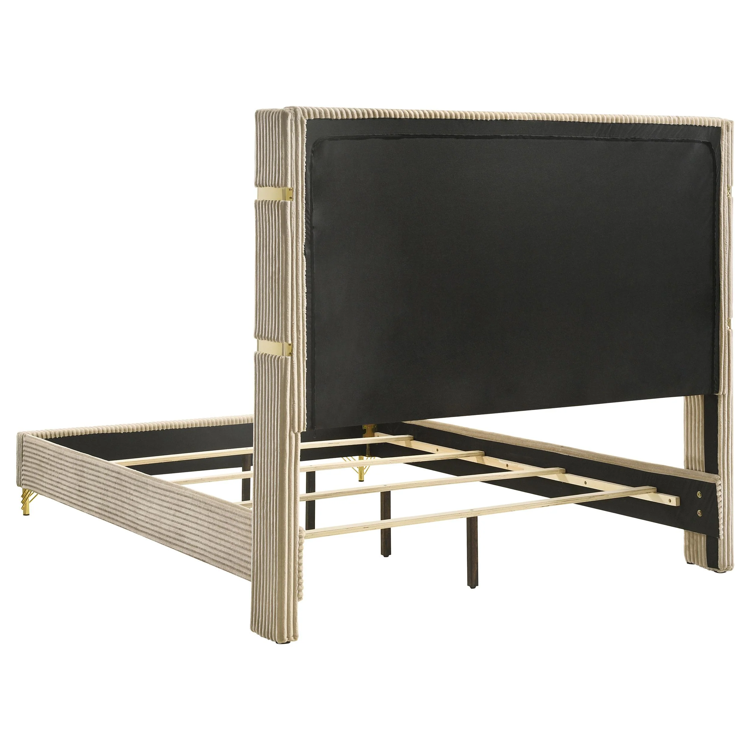 Coaster Furniture Lucia 224731Q 61-inch Upholstered Queen Wingback Bed - Beige - Image 3