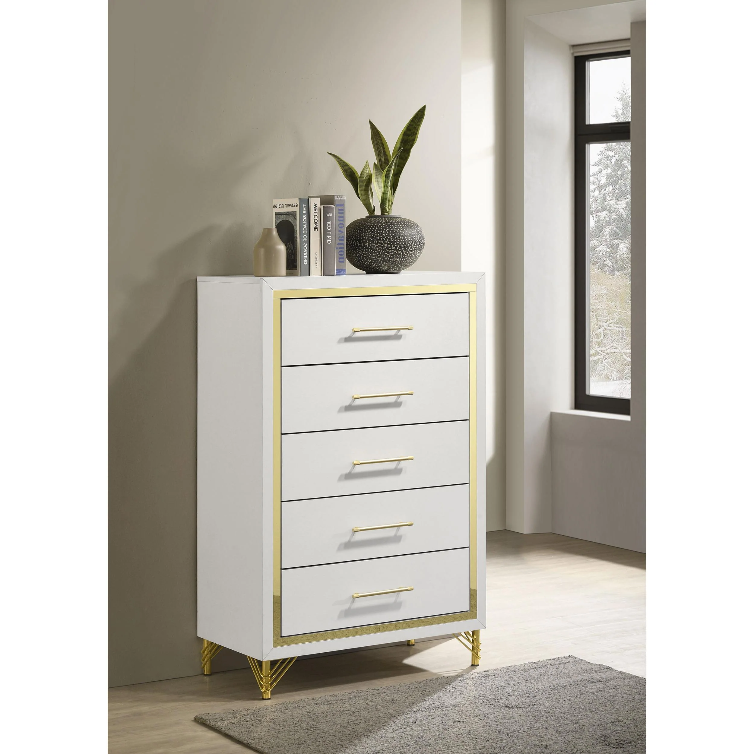 Coaster Furniture Lucia 224735 5-Drawer Bedroom Chest of Drawers - White - Image 2