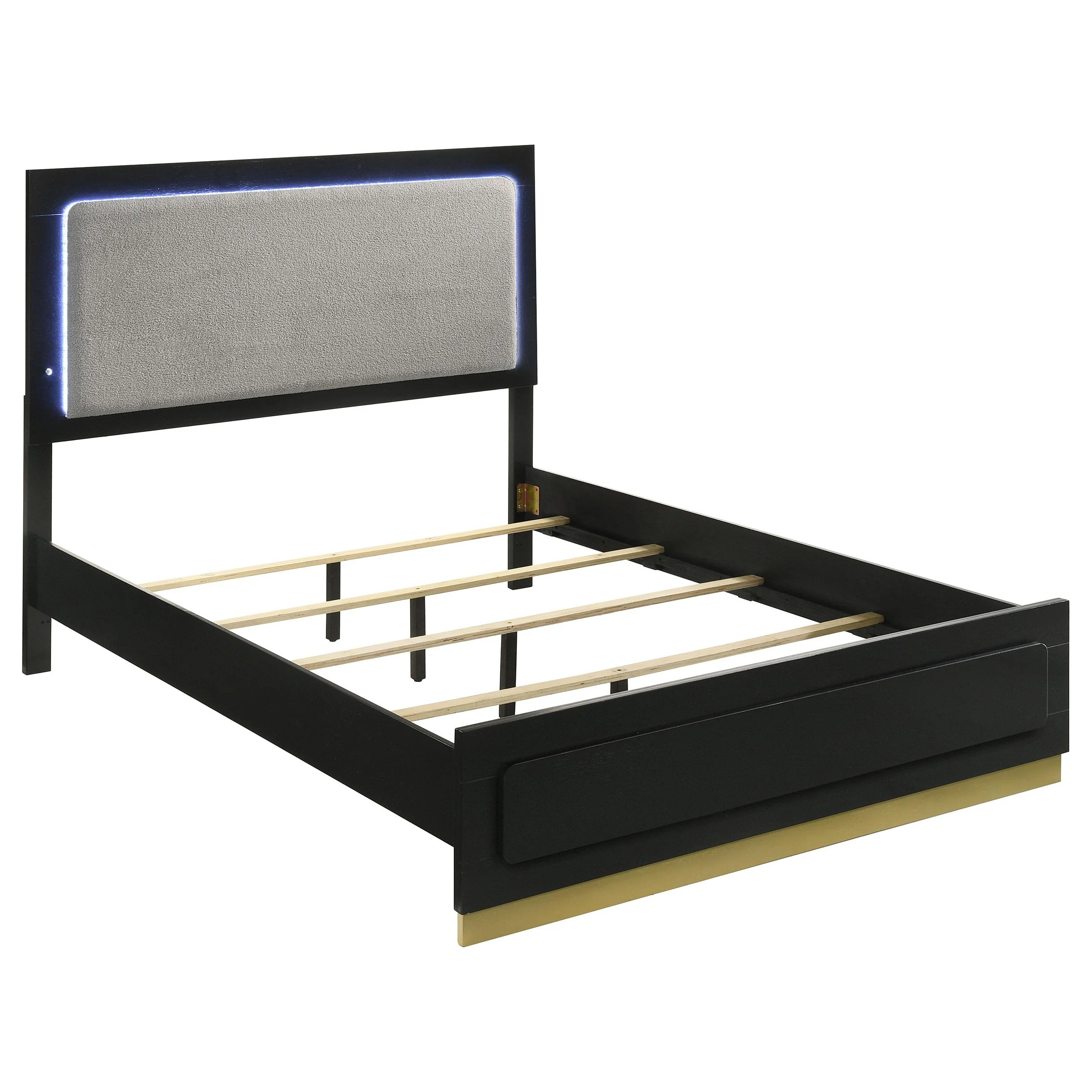 Coaster Furniture Caraway 224781Q Wood Queen LED Panel Bed - Black - Image 1
