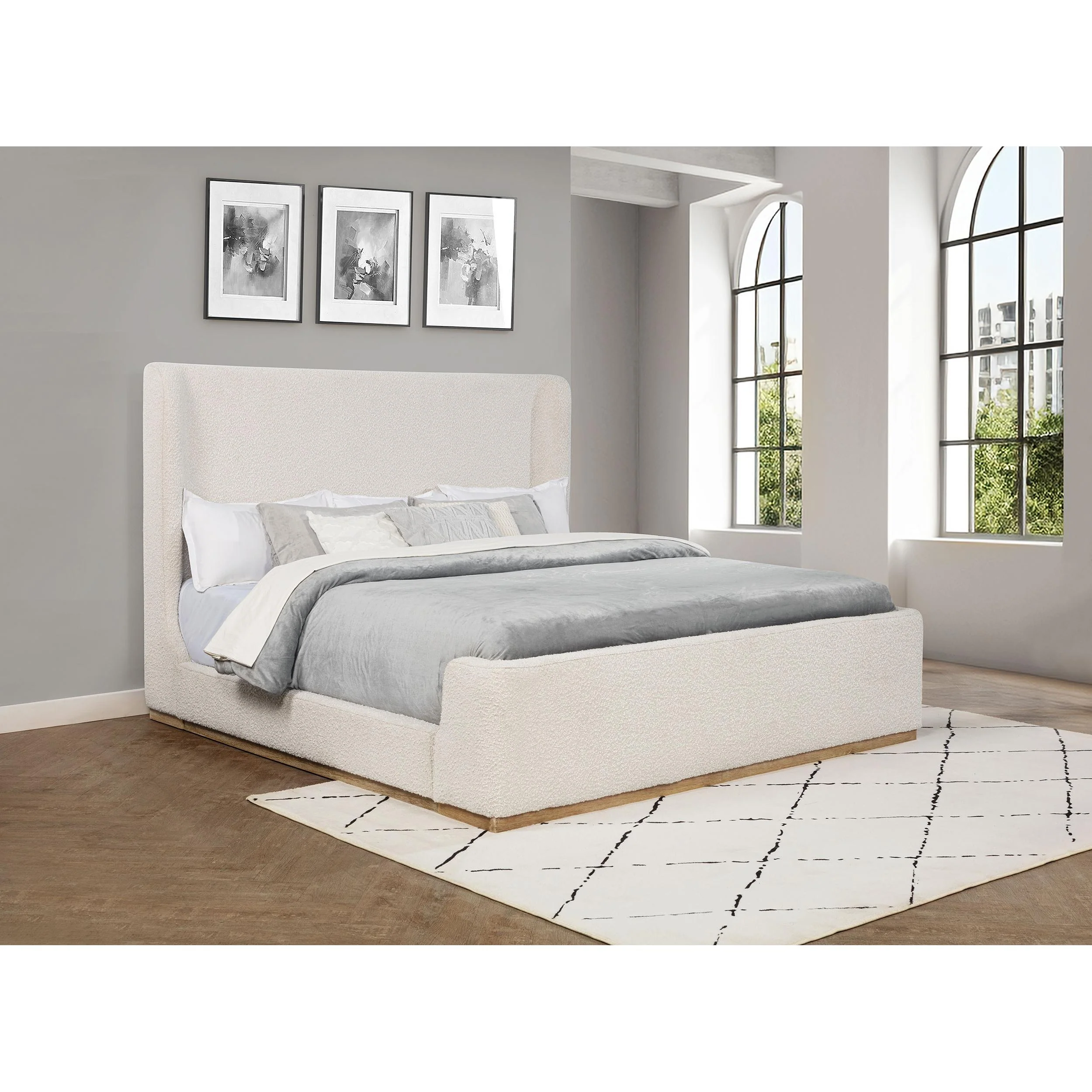 Coaster Furniture Nala 302046KE Upholstered Eastern King Sleigh Bed - Cream - Image 2