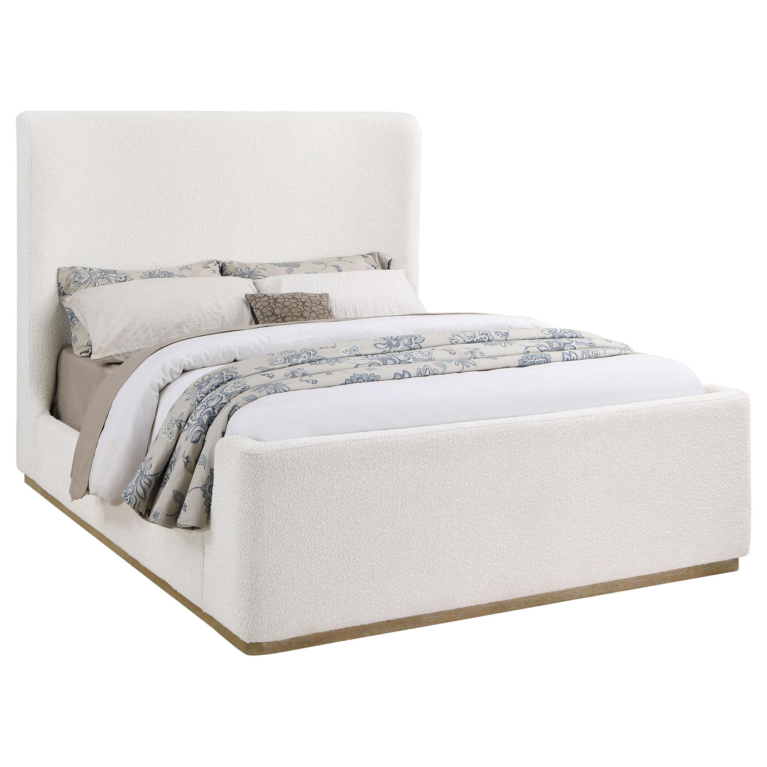Coaster Furniture Nala 302046Q Upholstered Queen Sleigh Bed - Cream - Image 1