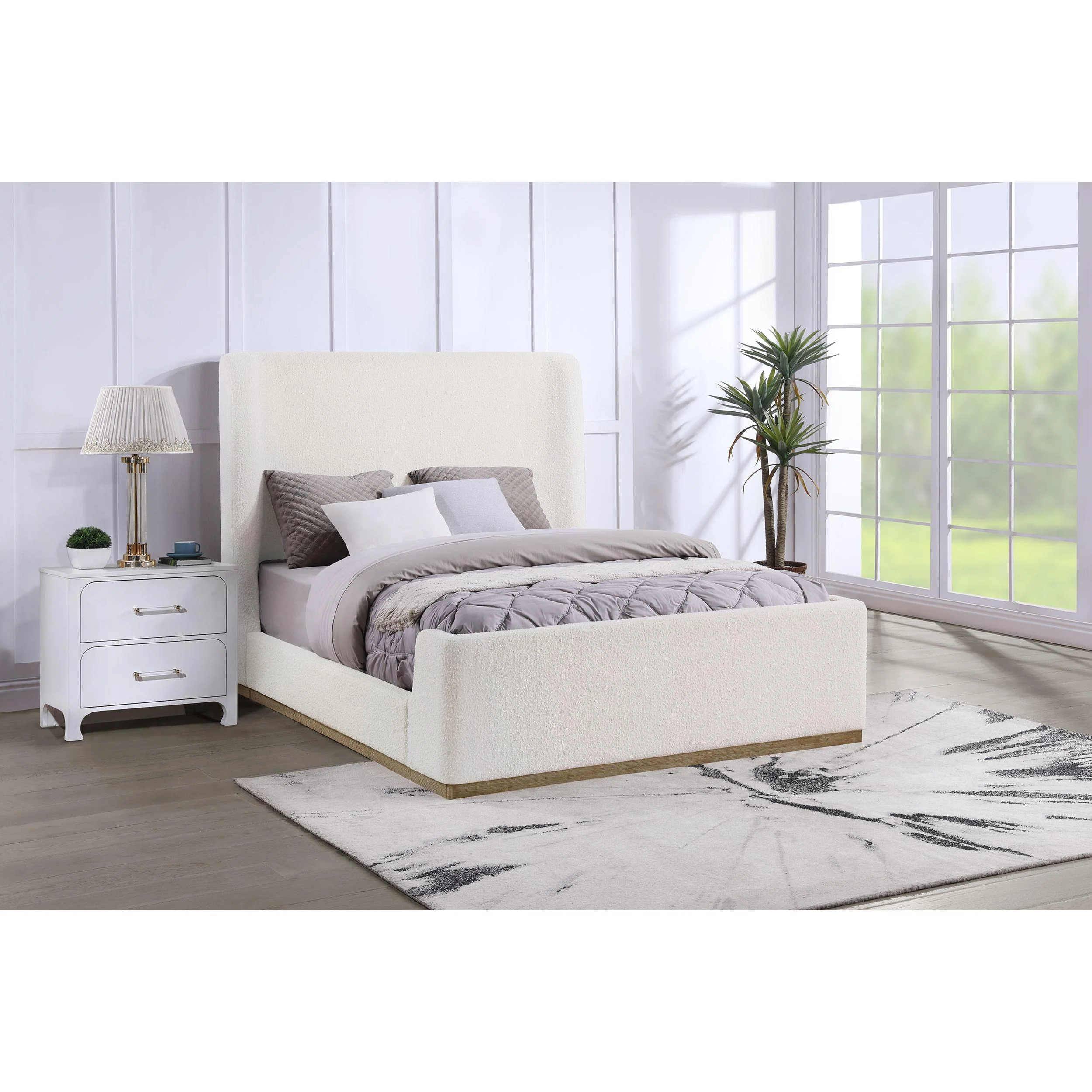 Coaster Furniture Nala 302046Q Upholstered Queen Sleigh Bed - Cream - Image 2