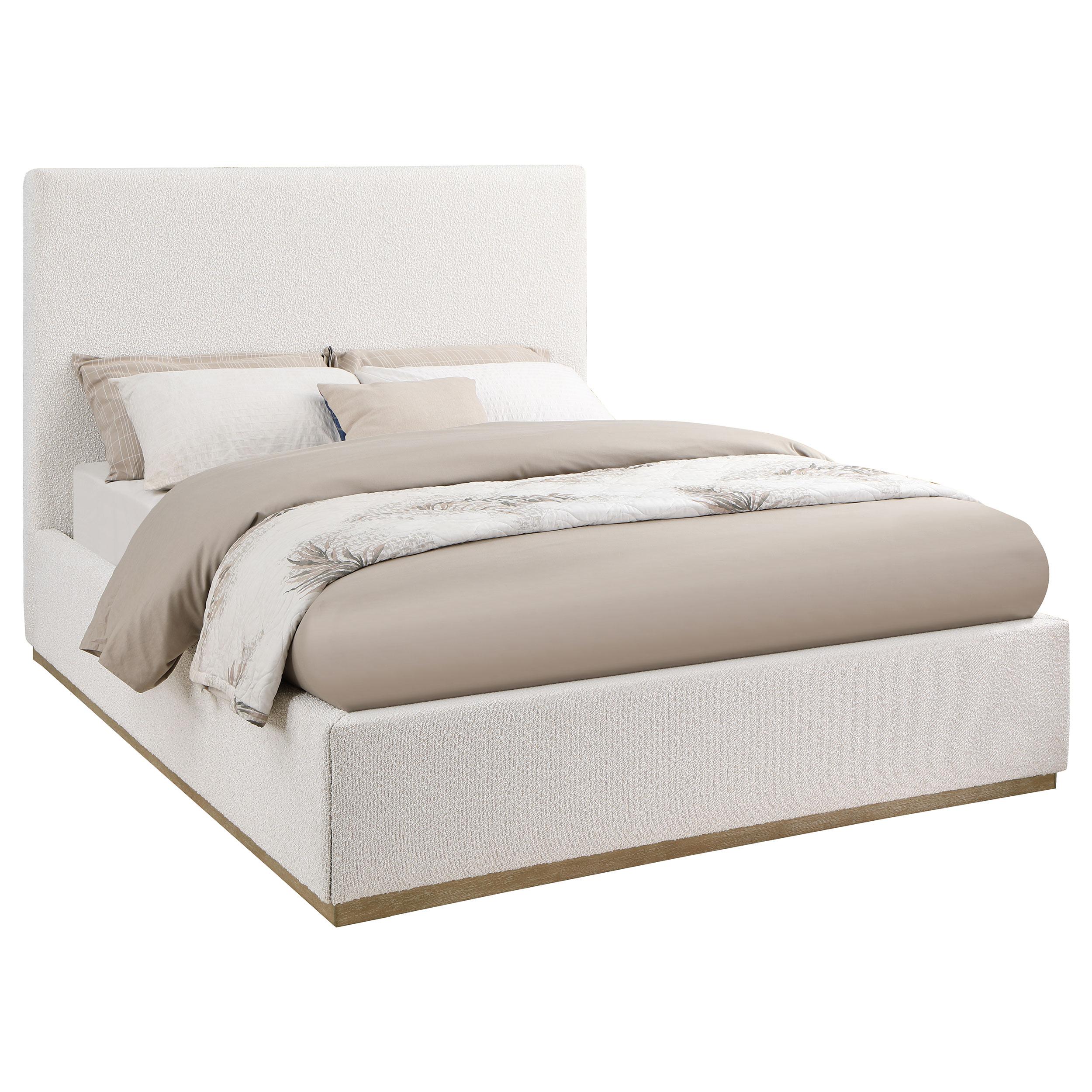 Coaster Furniture Knox 302053KE Upholstered Eastern King Panel Bed - Cream - Image 1
