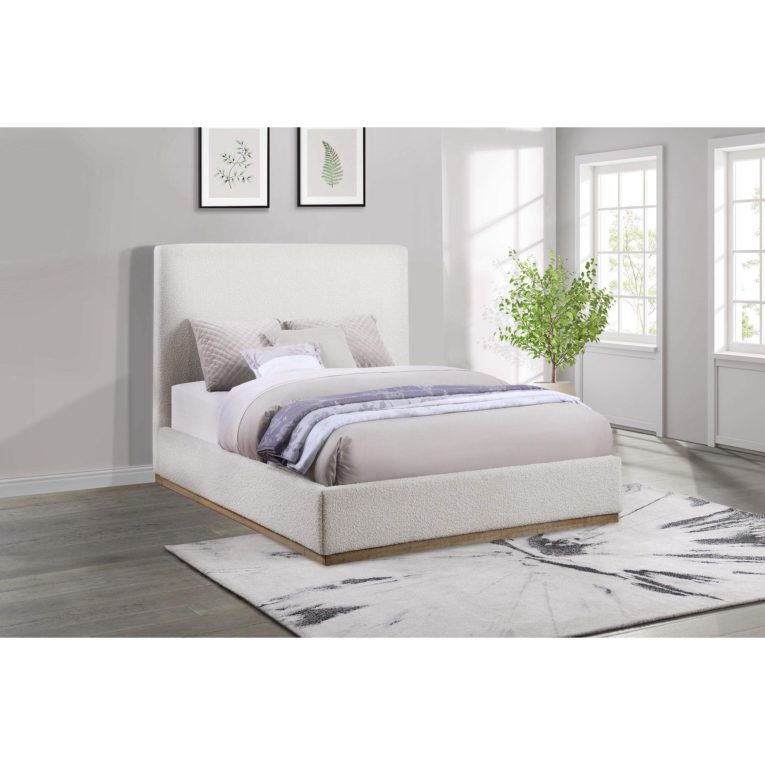 Coaster Furniture Knox 302053Q Upholstered Queen Panel Bed - Cream - Image 2