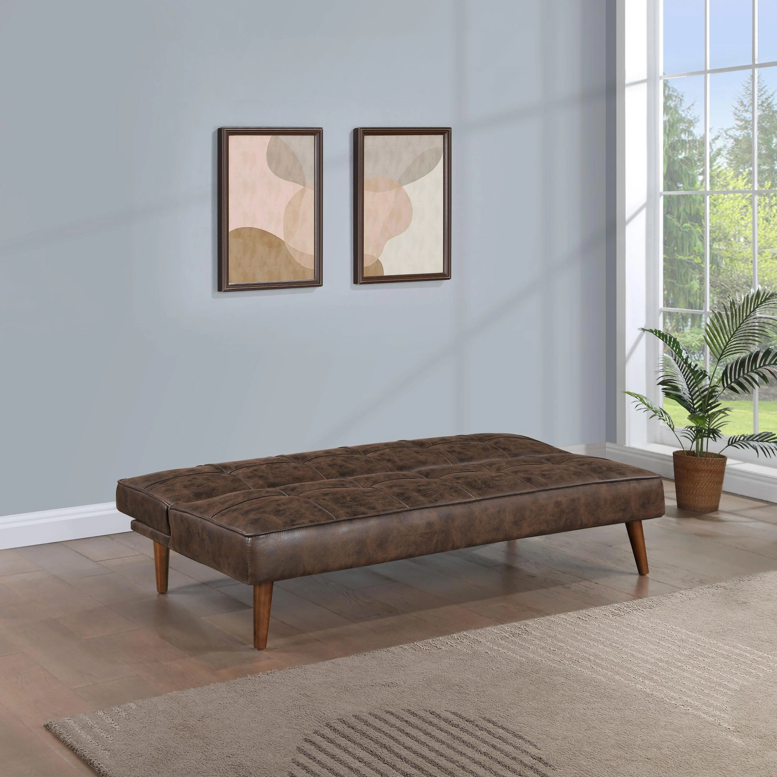 Coaster Furniture Jenson 360237 Upholstered Tufted Convertible Sofa Bed - Dark Coffee - Image 3