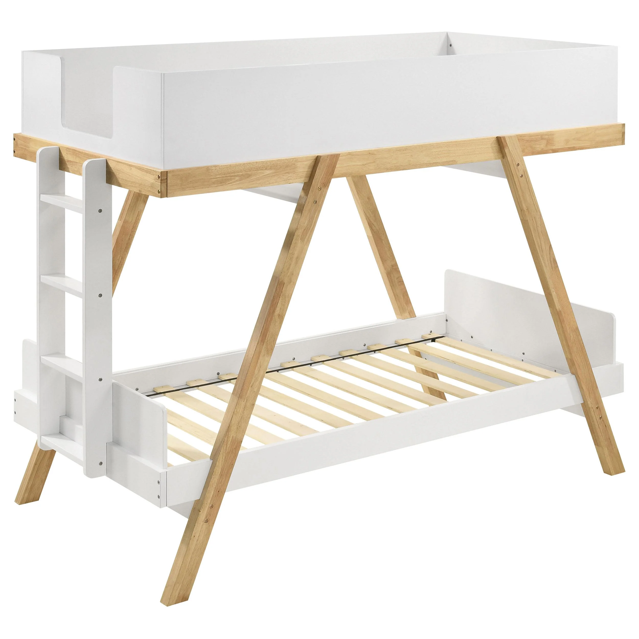 Coaster Furniture Frankie 460570T Wood Twin Over Twin Bunk Bed – White and Natural
