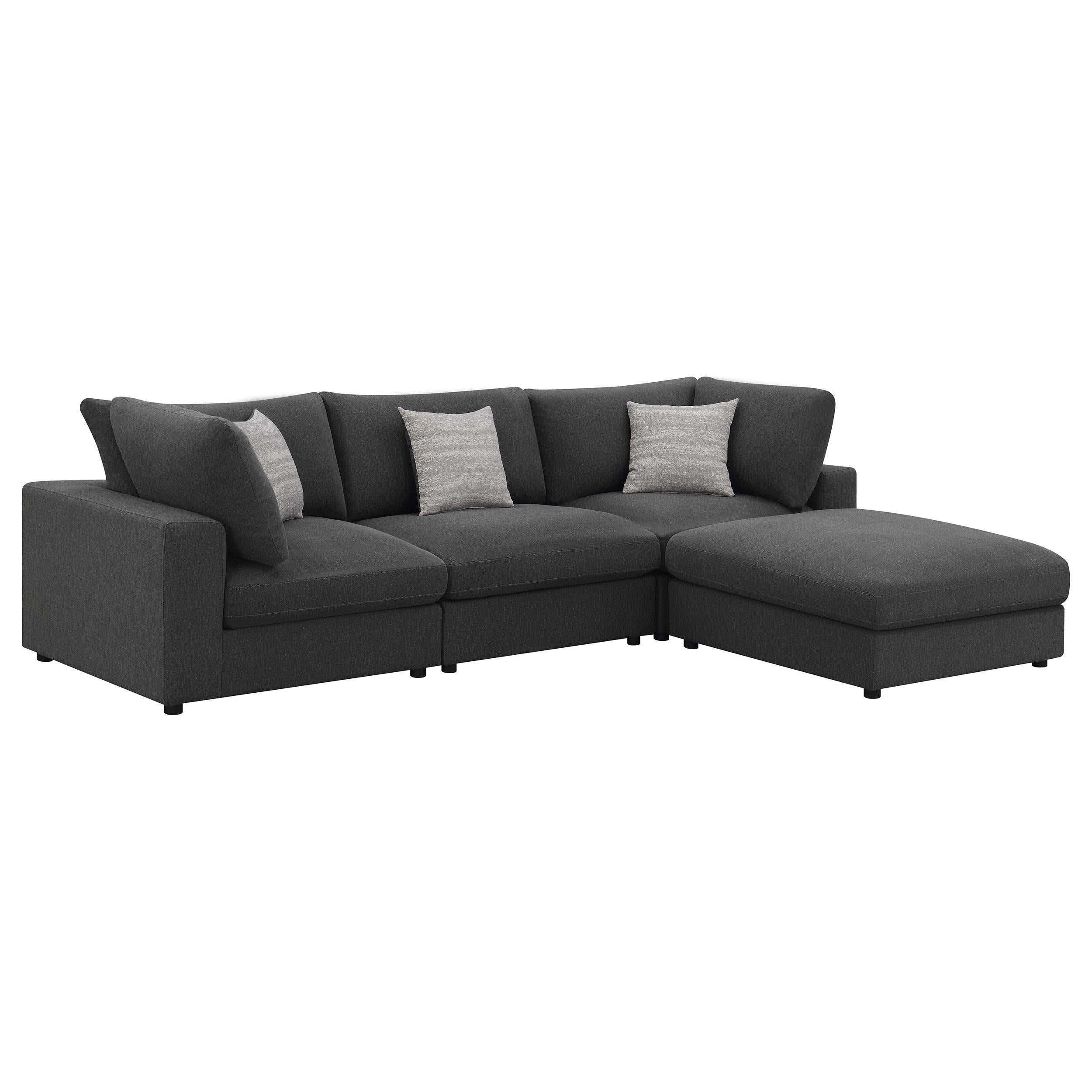 Coaster Furniture Serene 551324-SETB 4 pc Upholstered Modular Sectional – Charcoal