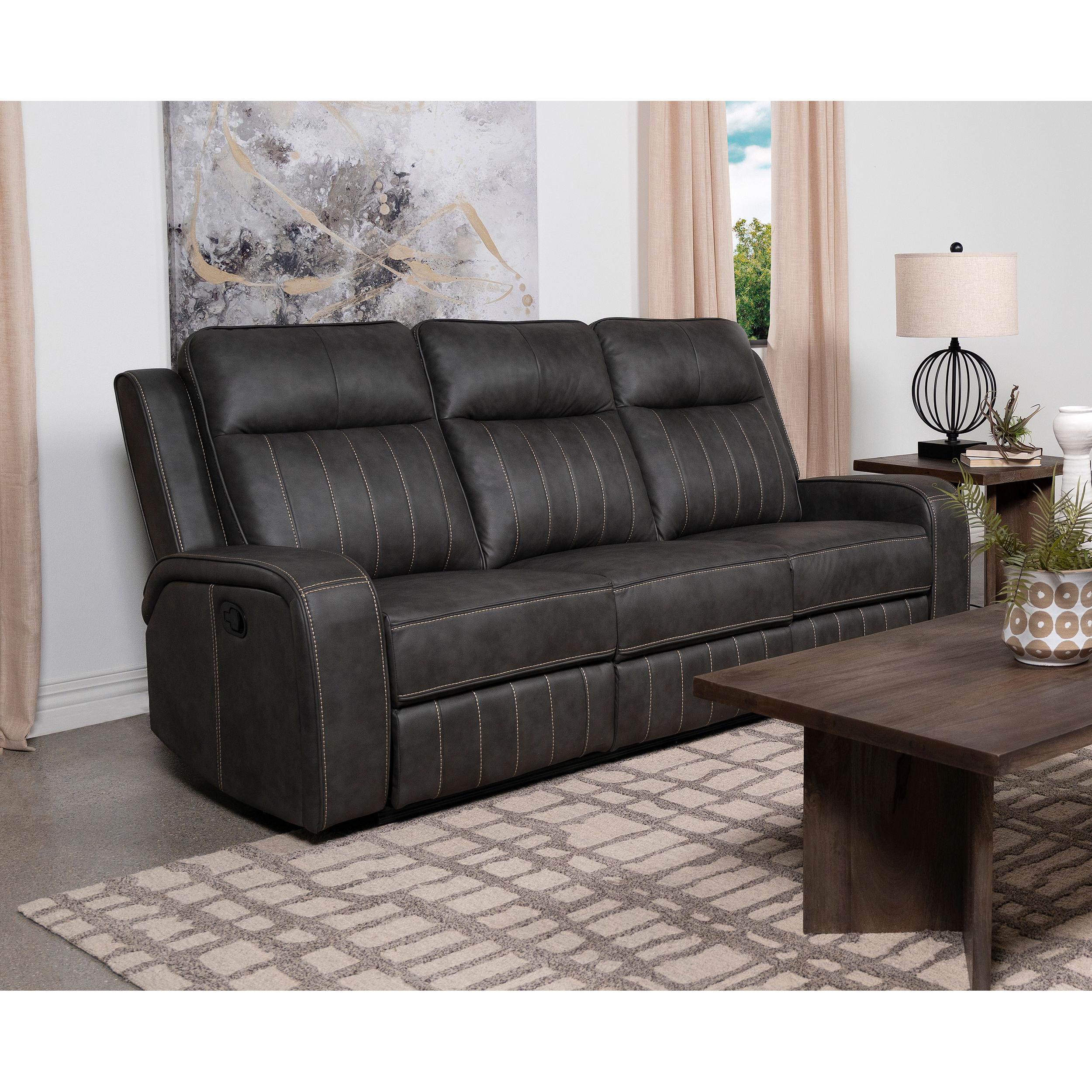 Coaster Furniture Raelynn 603191 Upholstered Track Arm Motion Sofa - Grey - Image 2
