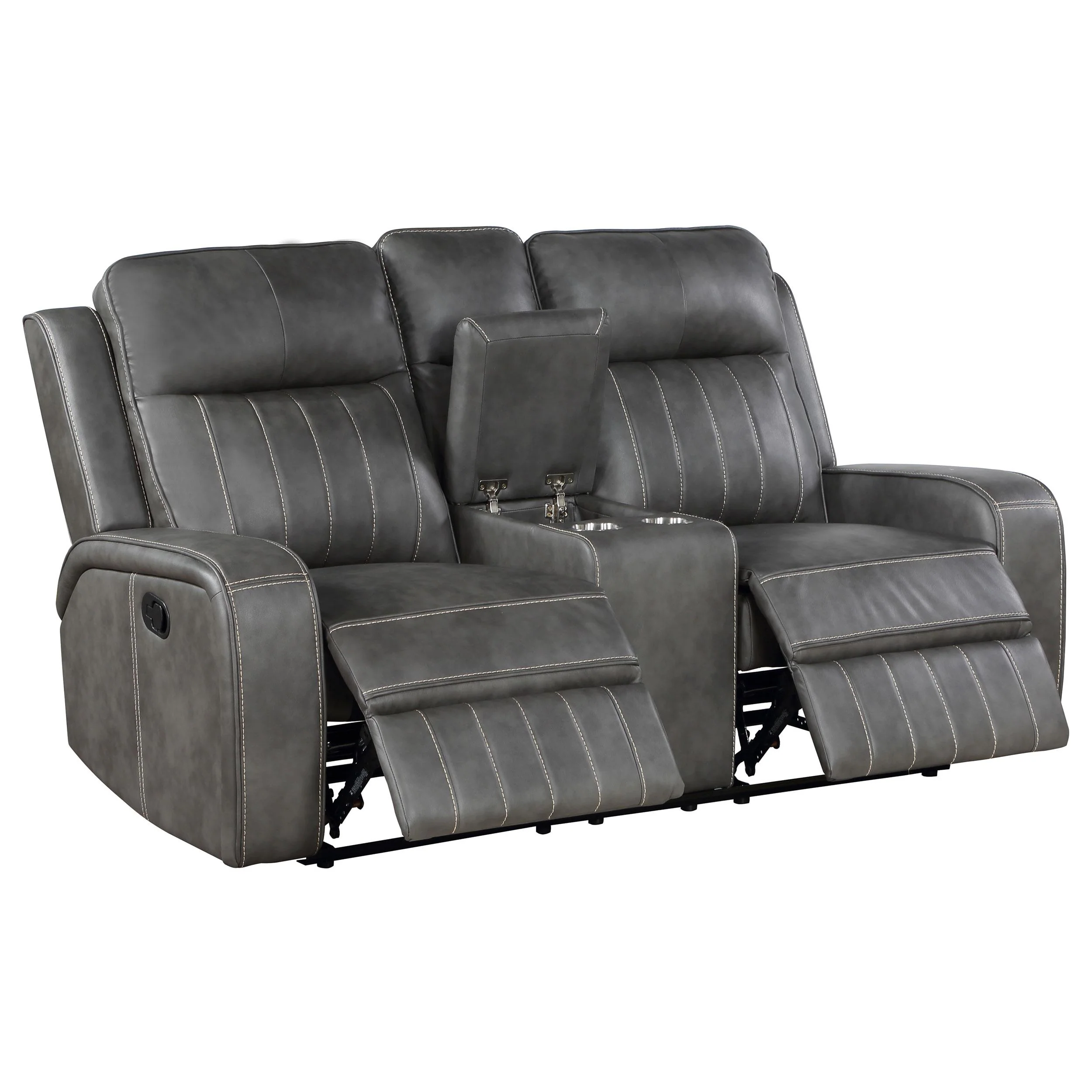 Coaster Furniture Raelynn 603192 Upholstered Track Arm Motion Loveseat - Grey - Image 3