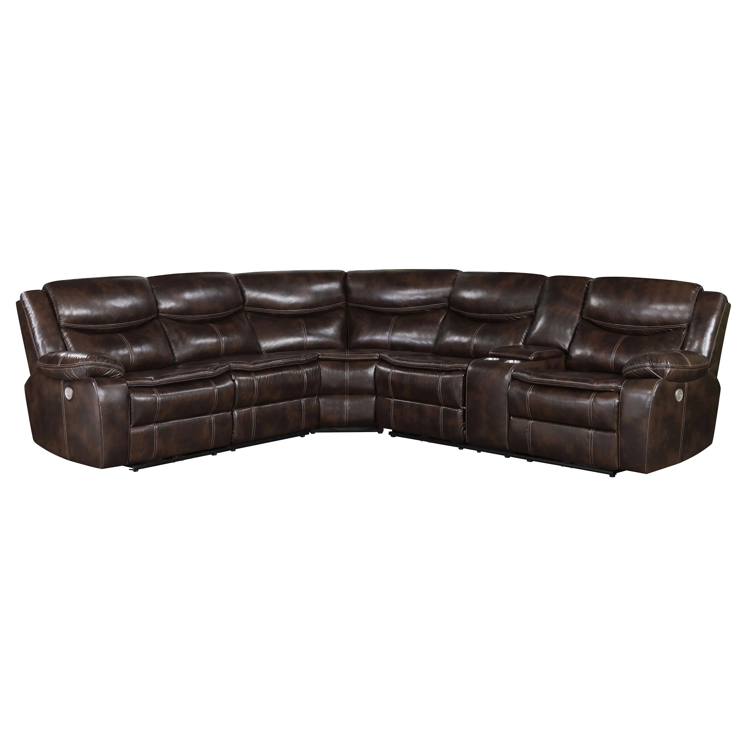 Coaster Furniture Sycamore 610190P Upholstered Power Reclining Sectional Sofa - Brown - Image 1