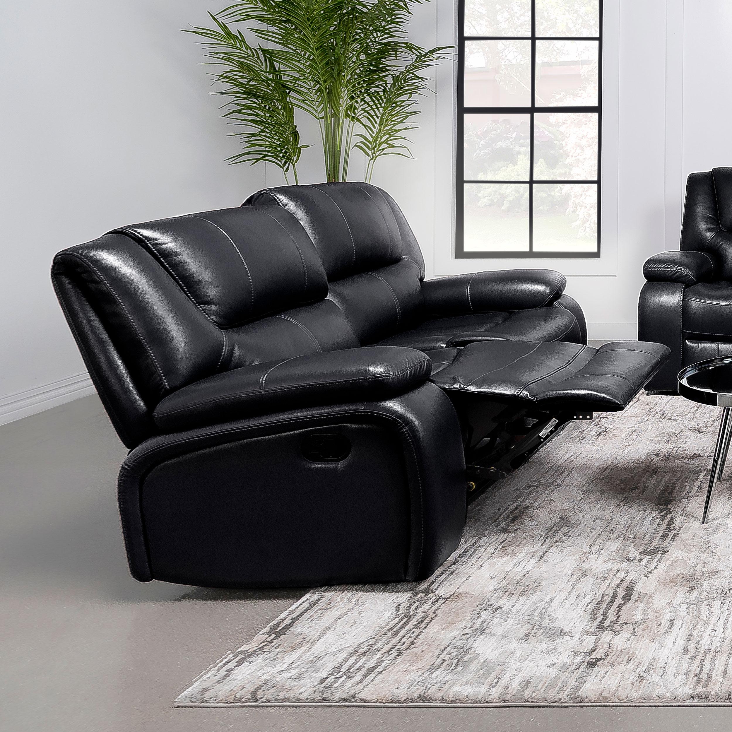 Coaster Furniture Camila 610245 Upholstered Motion Reclining Loveseat - Black - Image 3