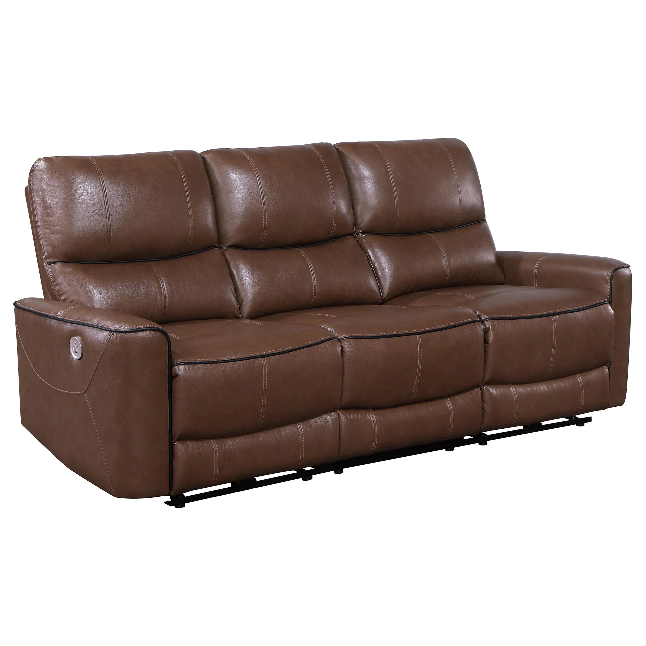 Coaster Furniture Greenfield 610264P Upholstered Power Reclining Sofa - Saddle Brown - Image 1