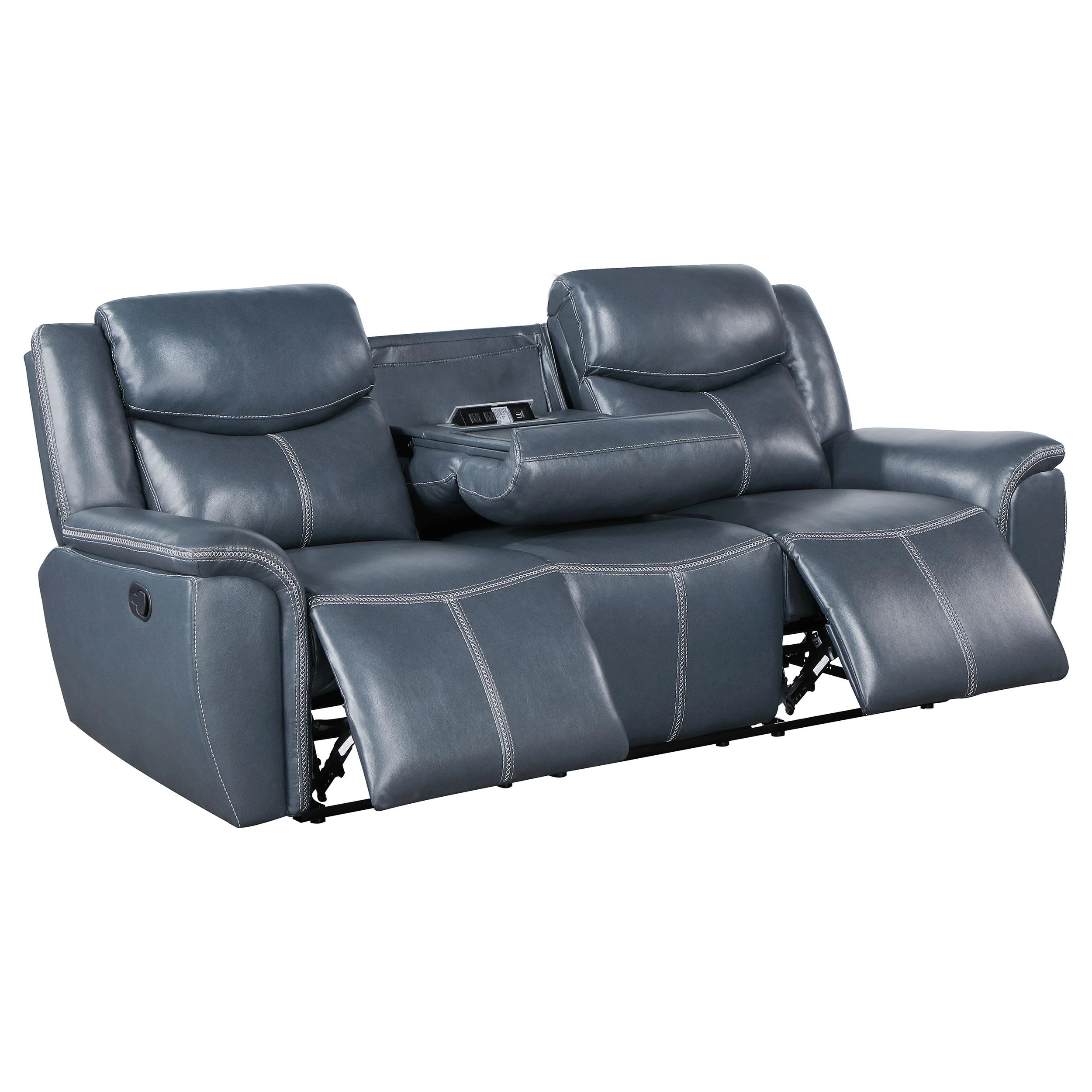 Coaster Furniture Sloane 610271 Upholstered Padded Arm Reclining Sofa - Blue - Image 3