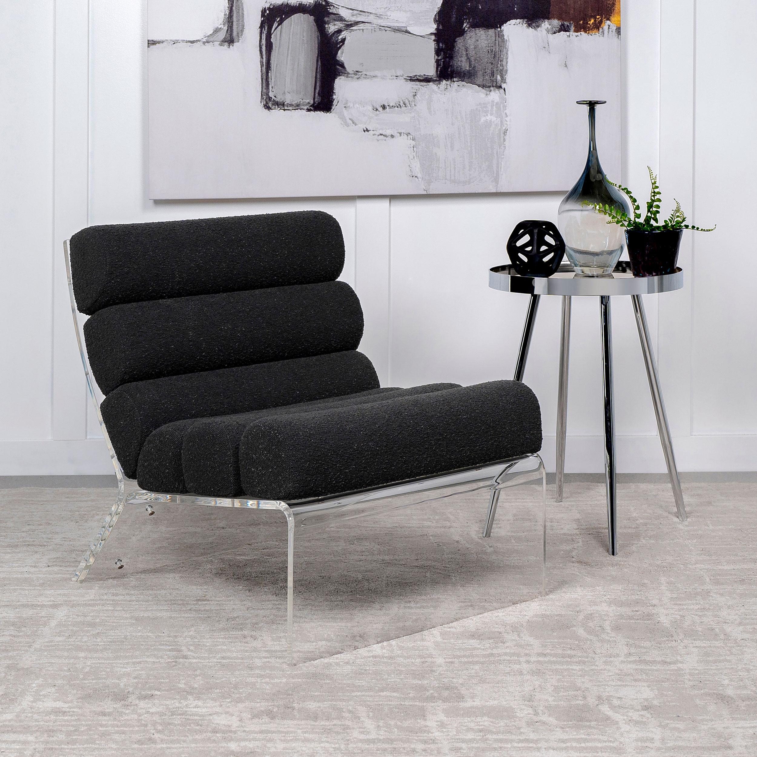 Coaster Furniture Serreta 903162 Boucle Upholstered Armless Acrylic Chair - Black - Image 2
