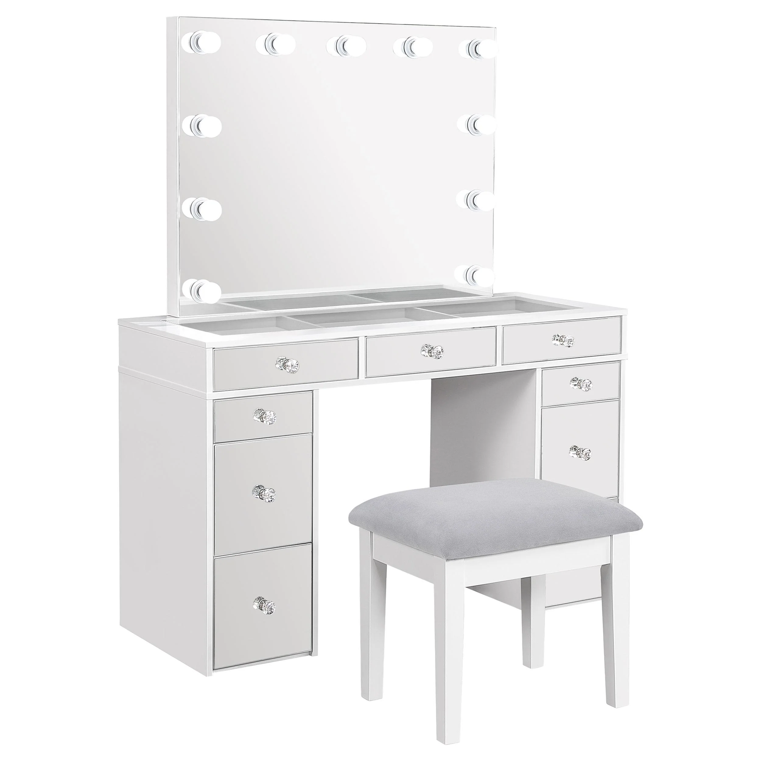 Coaster Furniture Regina 930245 Makeup Vanity Table Set with Lighting – White