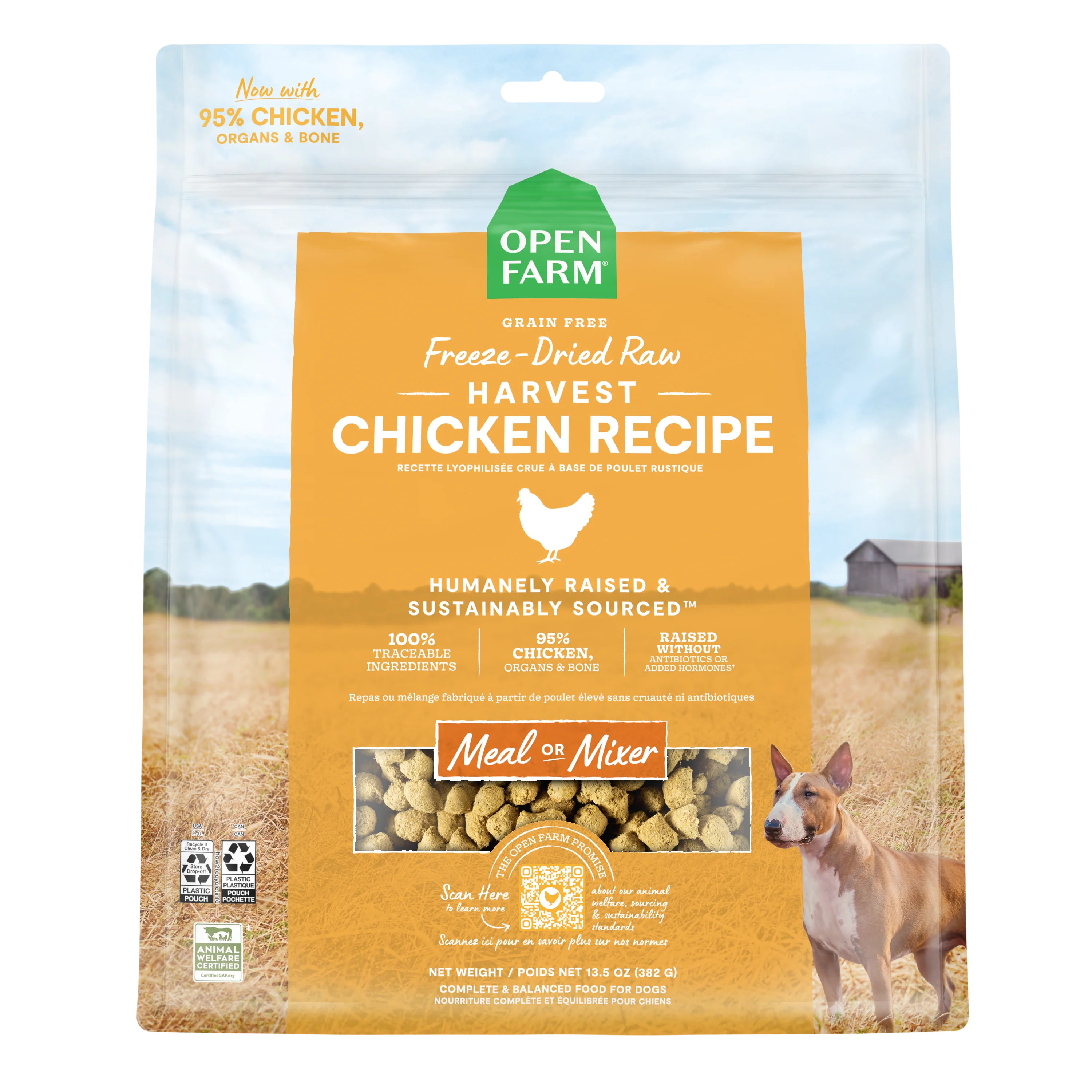 Open Farm Harvest Chicken Freeze Dried Raw Morsels For Dogs 13.5oz Bag