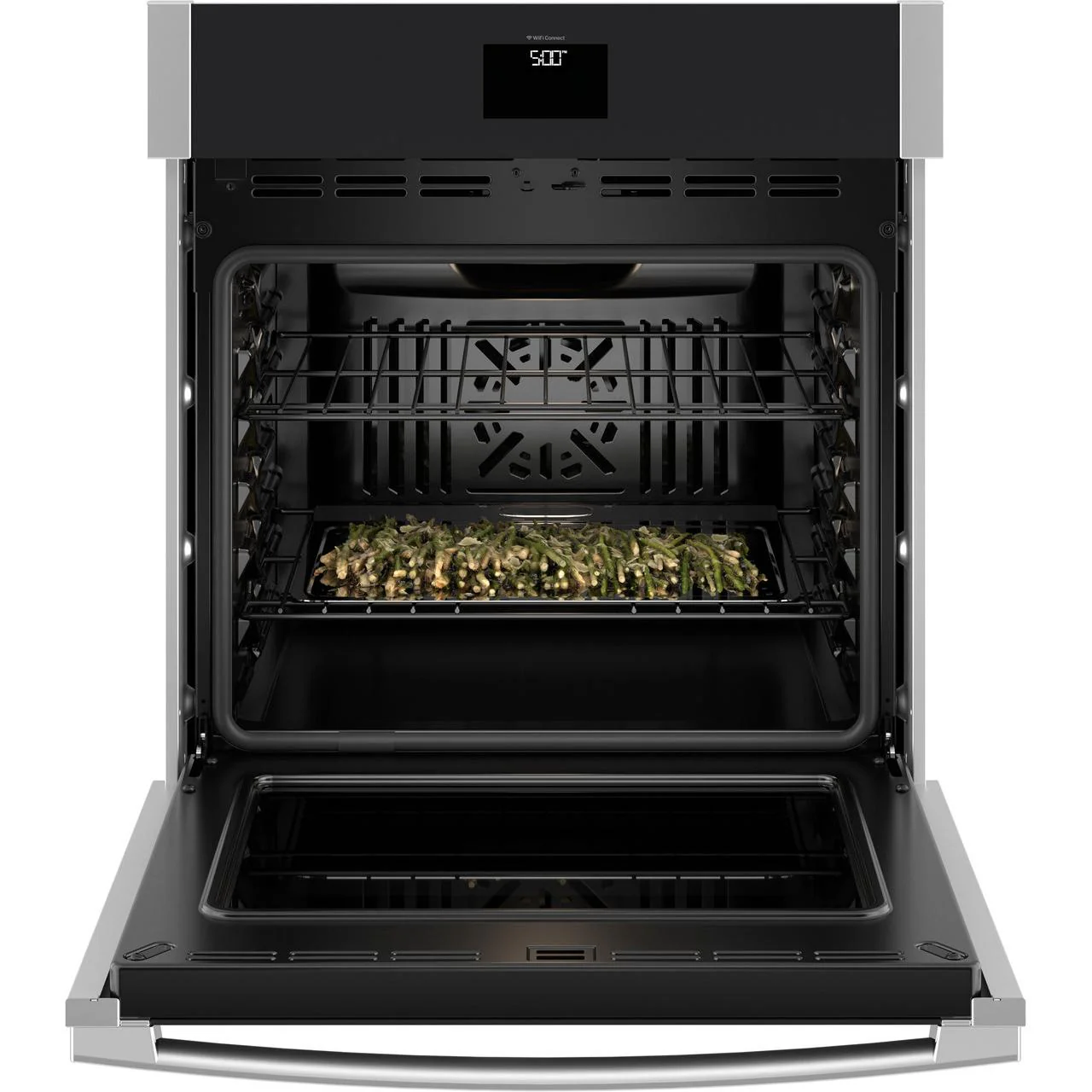 GE 27-inch, 4.3 cu. ft. Built-in Single Wall Oven with True European Convection JKS5000SVSS - Image 2