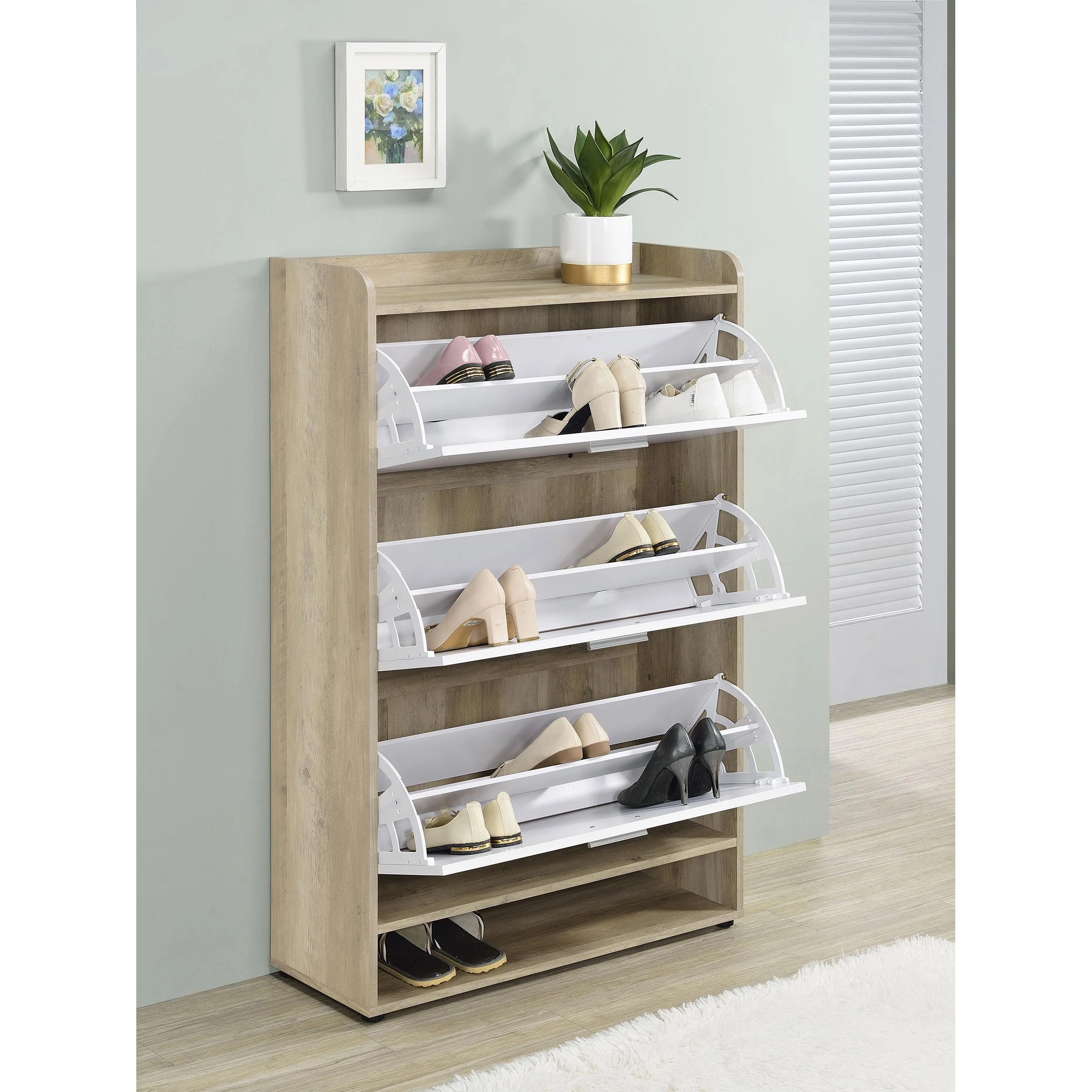 Coaster Furniture Denia 950403 3-tier Engineered Wood Shoe Cabinet - White - Image 3