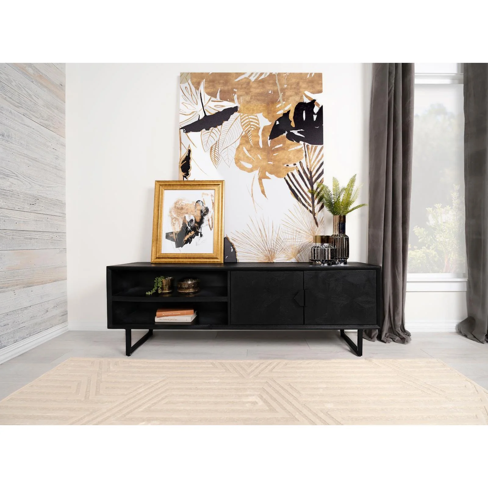 Coaster Furniture Marsden 703003 2-door Mango Wood 70" TV Stand - Charcoal Black - Image 2