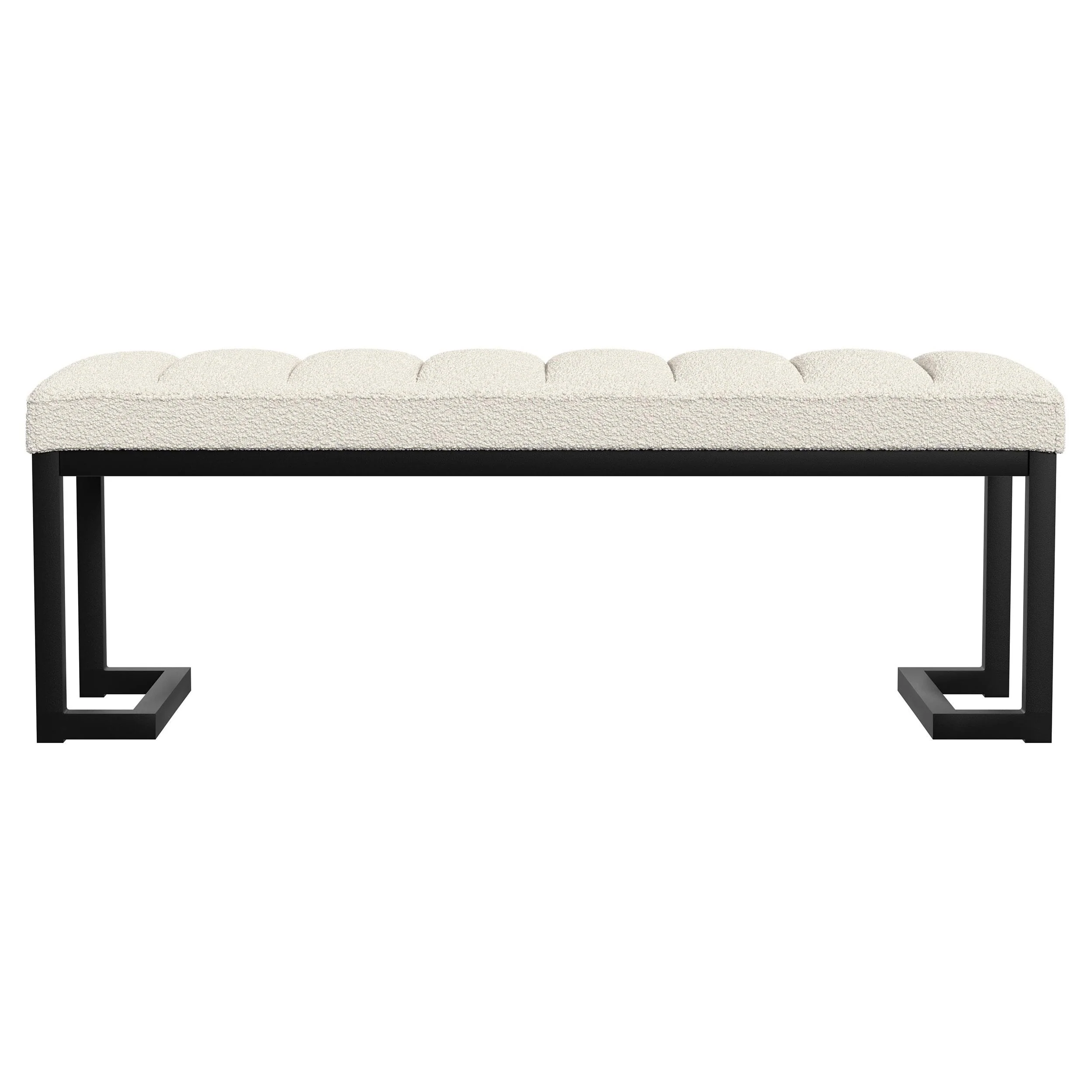 Coaster Furniture Mesa 907514 Boucle Upholstered Tufted Accent Bench - Vanilla - Image 2