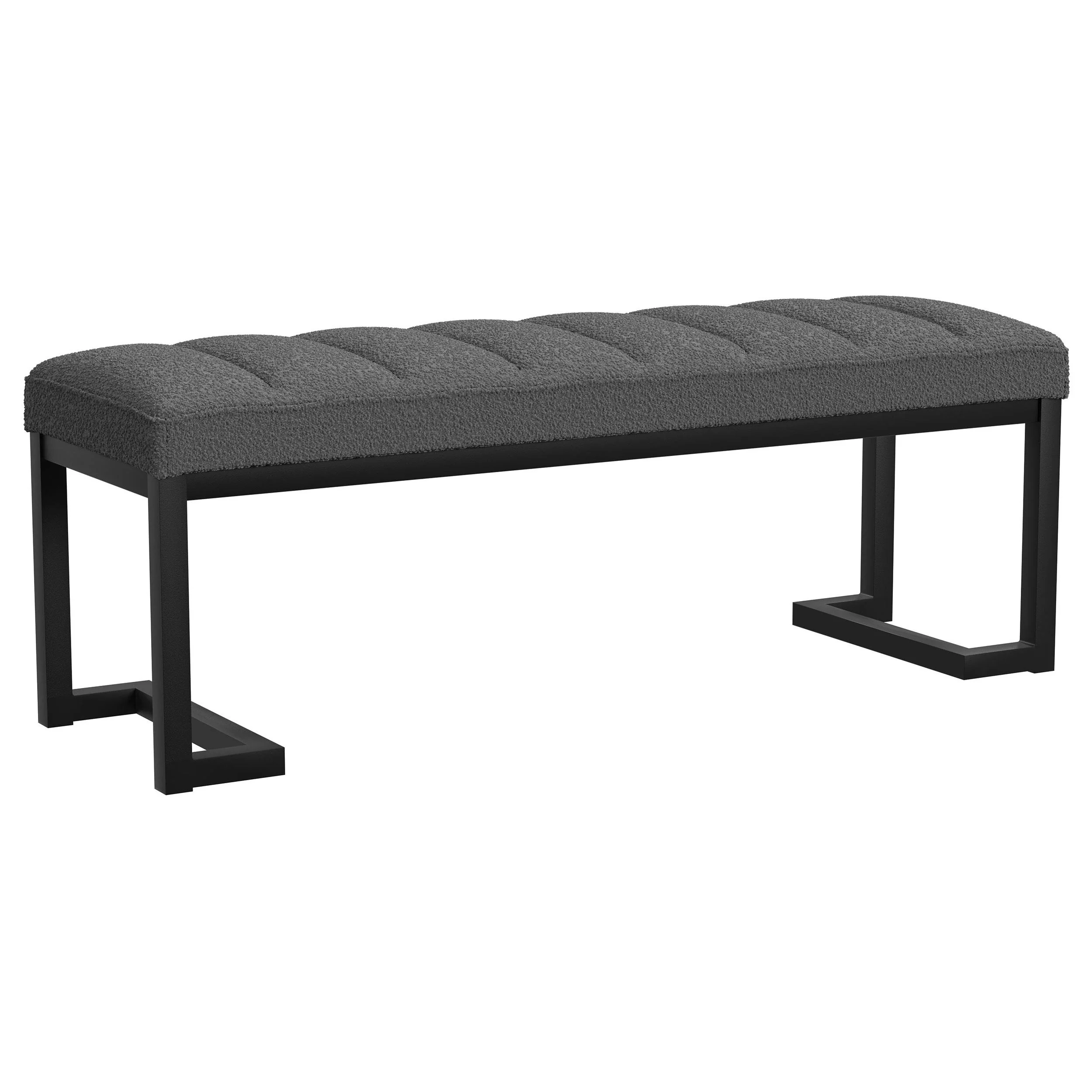 Coaster Furniture Mesa 907516 Boucle Upholstered Tufted Accent Bench – Charcoal