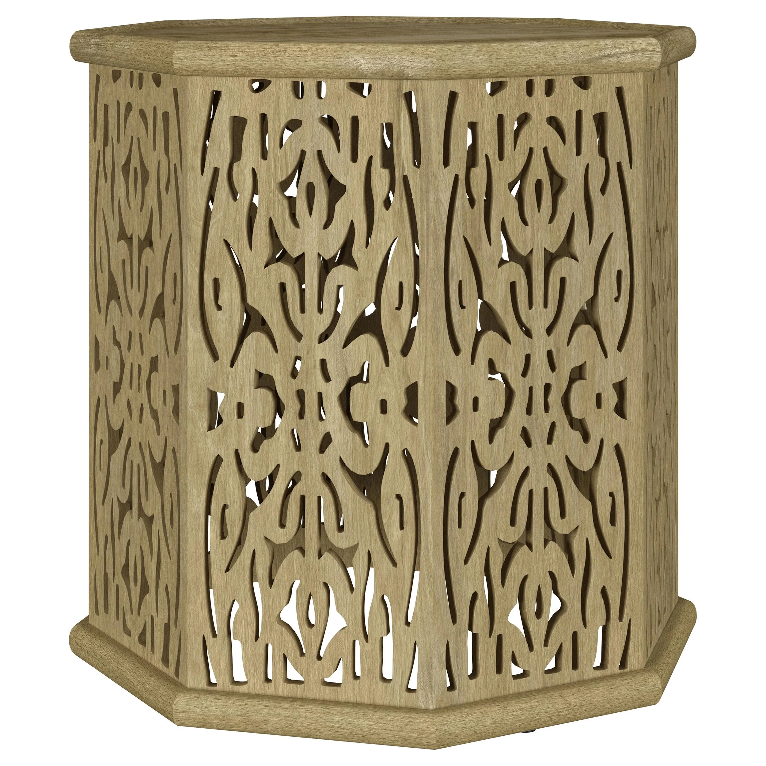 Coaster Furniture Torres 931148 Octagonal Solid Mango Wood Side Table – Natural Brown
