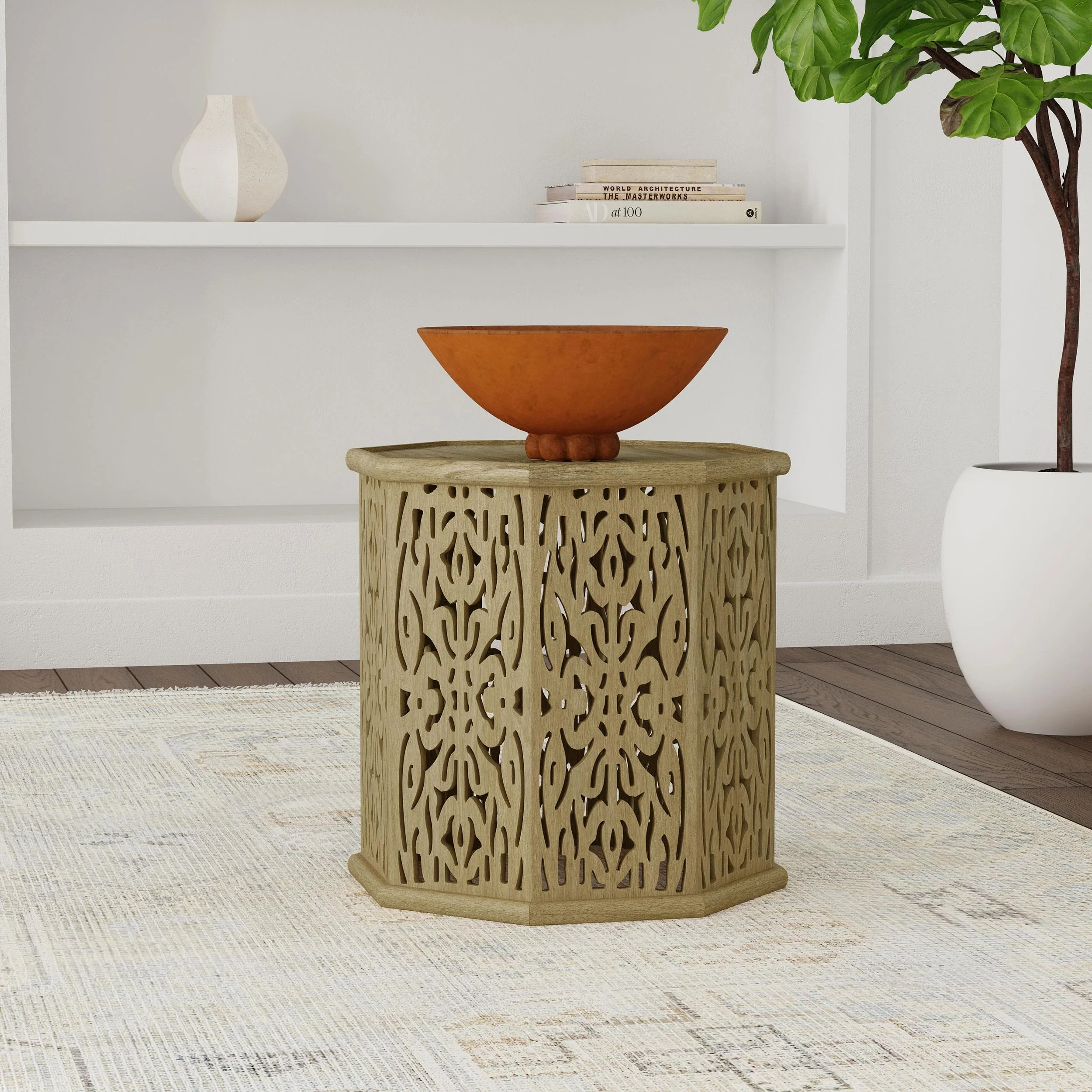 Coaster Furniture Torres 931148 Octagonal Solid Mango Wood Side Table - Natural Brown - Image 3