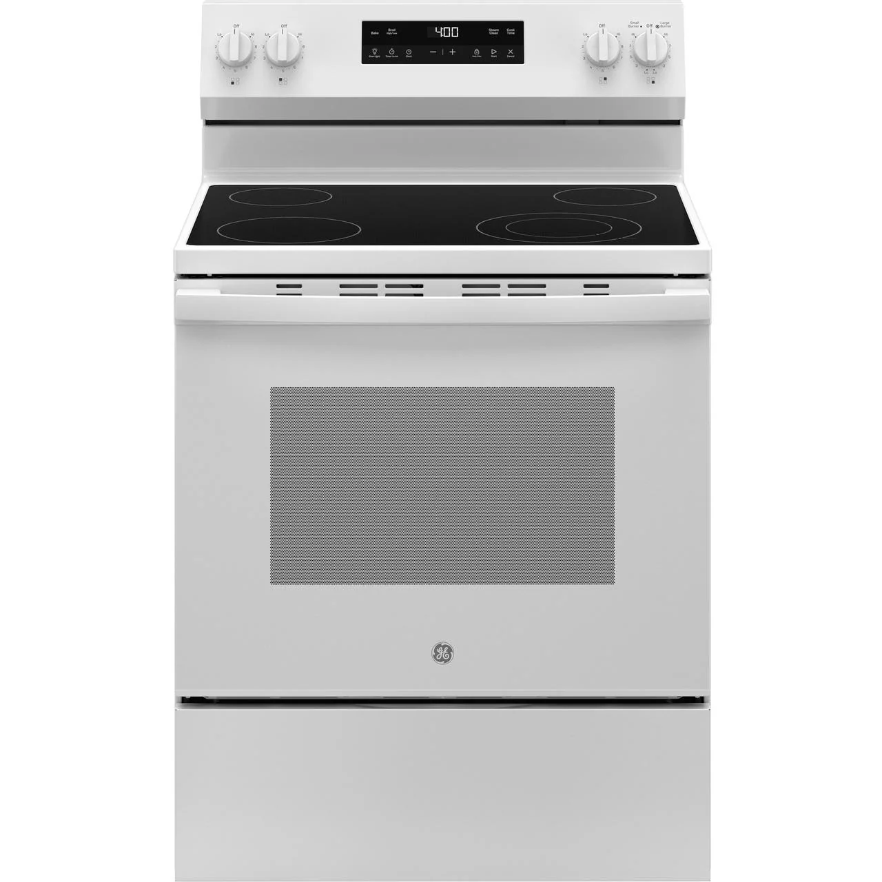 GE 30-inch Freestanding Electric Range with Steam Clean GRF400SVWW
