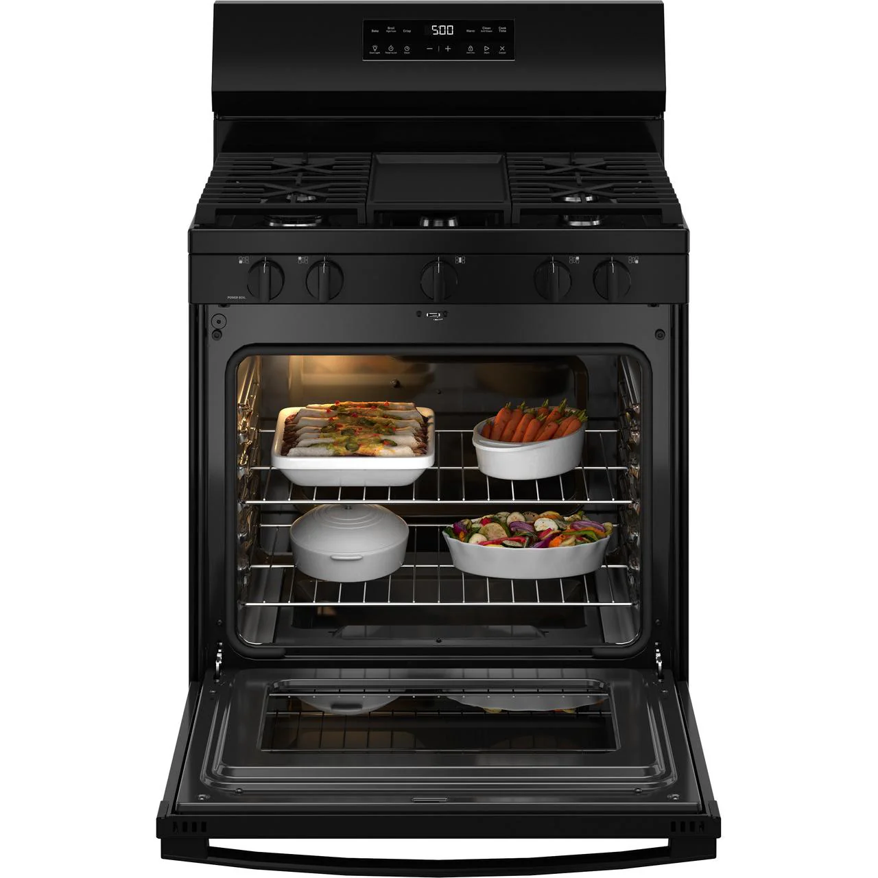 GE 30-inch Freestanding Gas Range with Center Oval Burner GGF500PVBB - Image 2