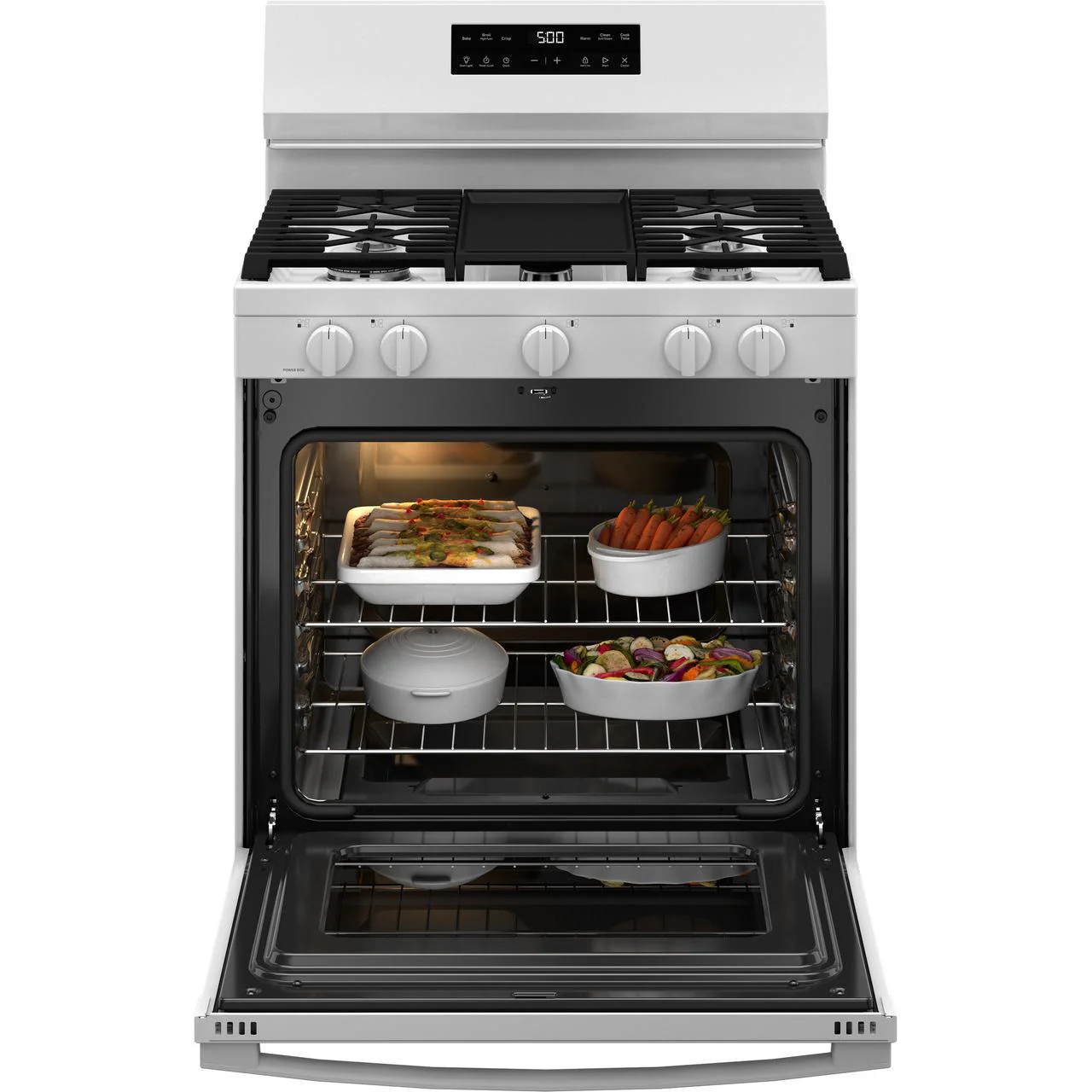 GE 30-inch Freestanding Gas Range with Center Oval Burner GGF500PVWW - Image 2