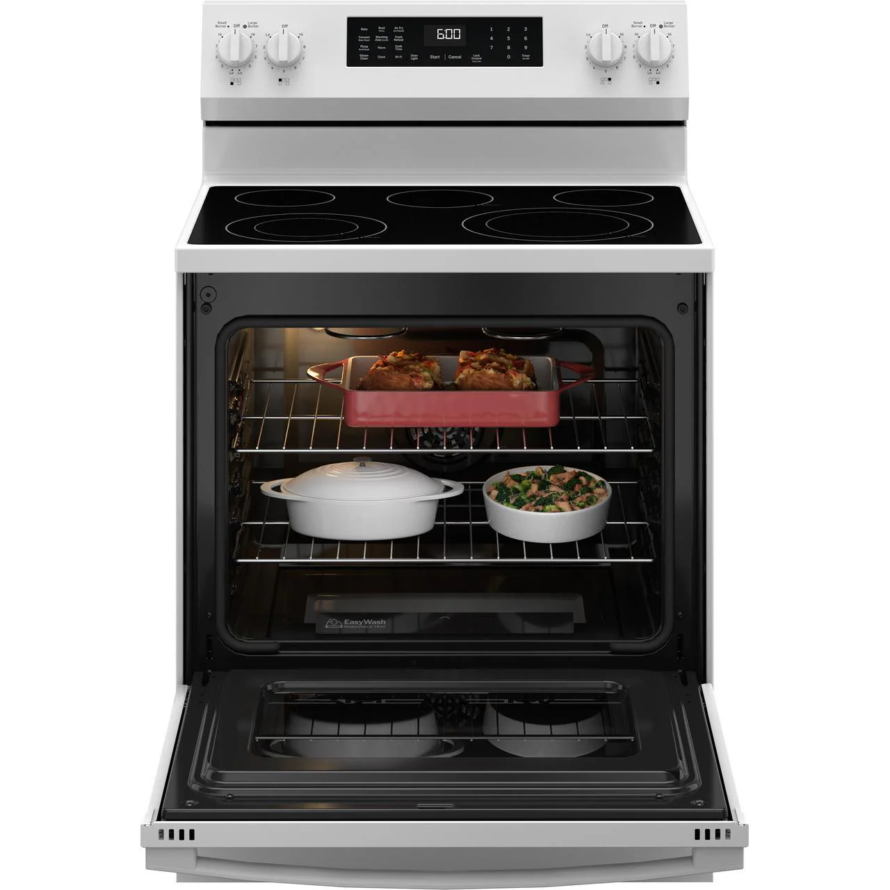 GE 30-inch Freestanding Electric Range with Convection Technology GRF600AVWW - Image 2