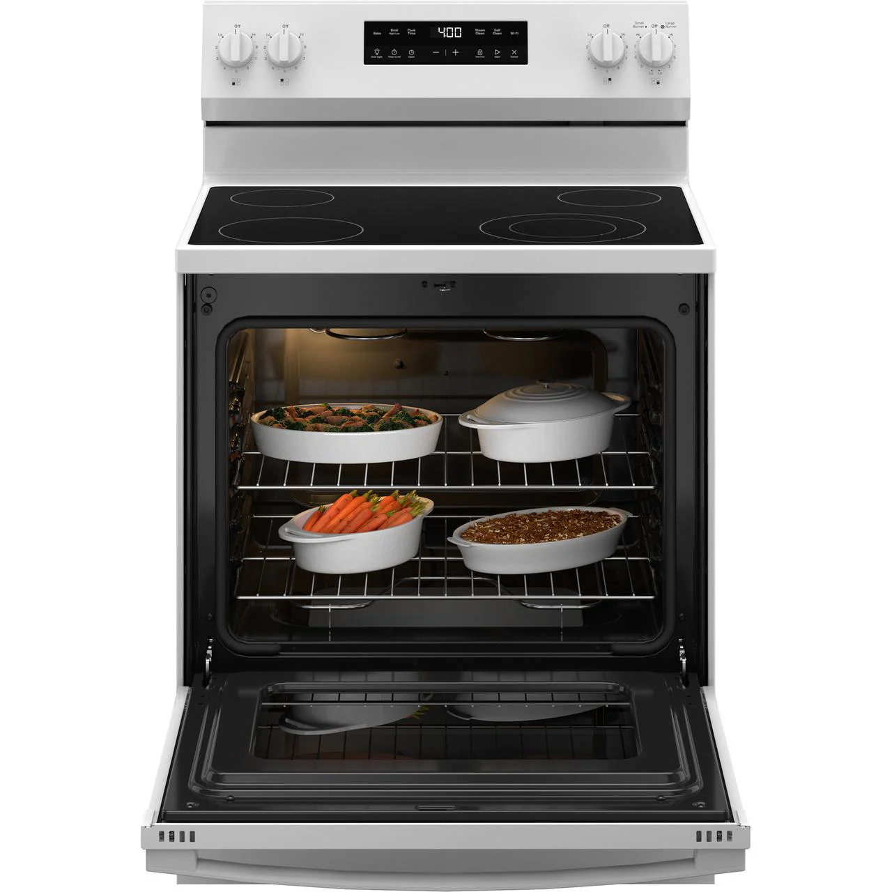 GE 30-inch Freestanding Electric Range with SmartHQ™ GRF400PVWW - Image 2