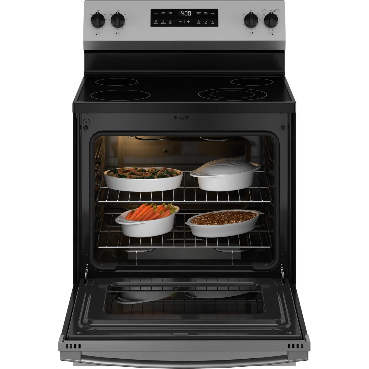 GE 30-inch Freestanding Electric Range with SmartHQ™ GRF400PVSS - Image 2