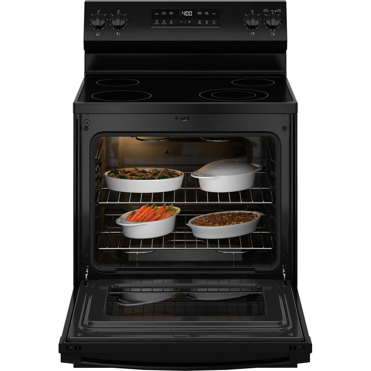 GE 30-inch Freestanding Electric Range with SmartHQ™ GRF400PVBB - Image 2