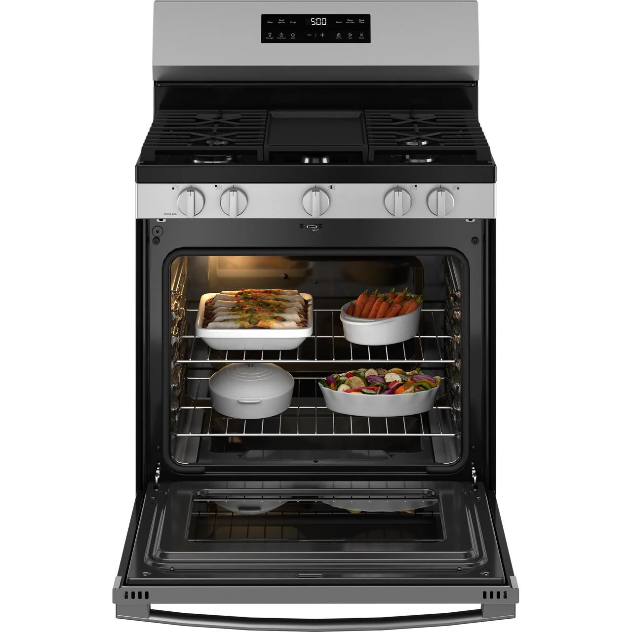 GE 30-inch Freestanding Gas Range with Center Oval Burner GGF500PVSS - Image 2