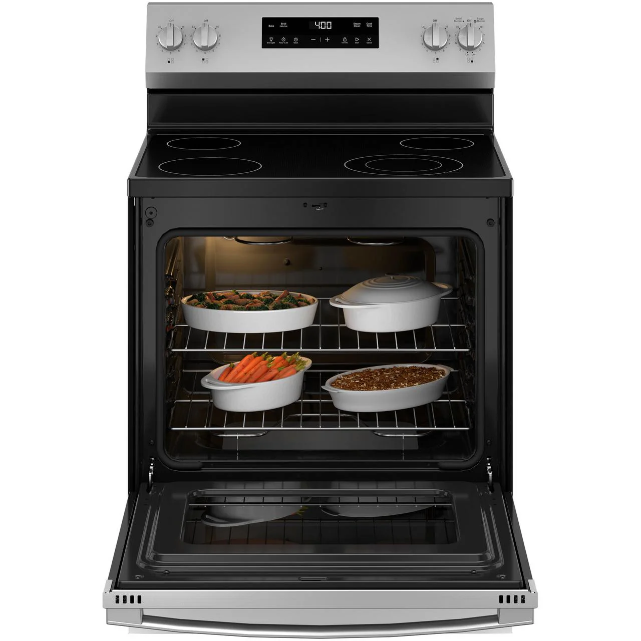 GE 30-inch Freestanding Electric Range with Steam Clean GRF40HSVSS - Image 2