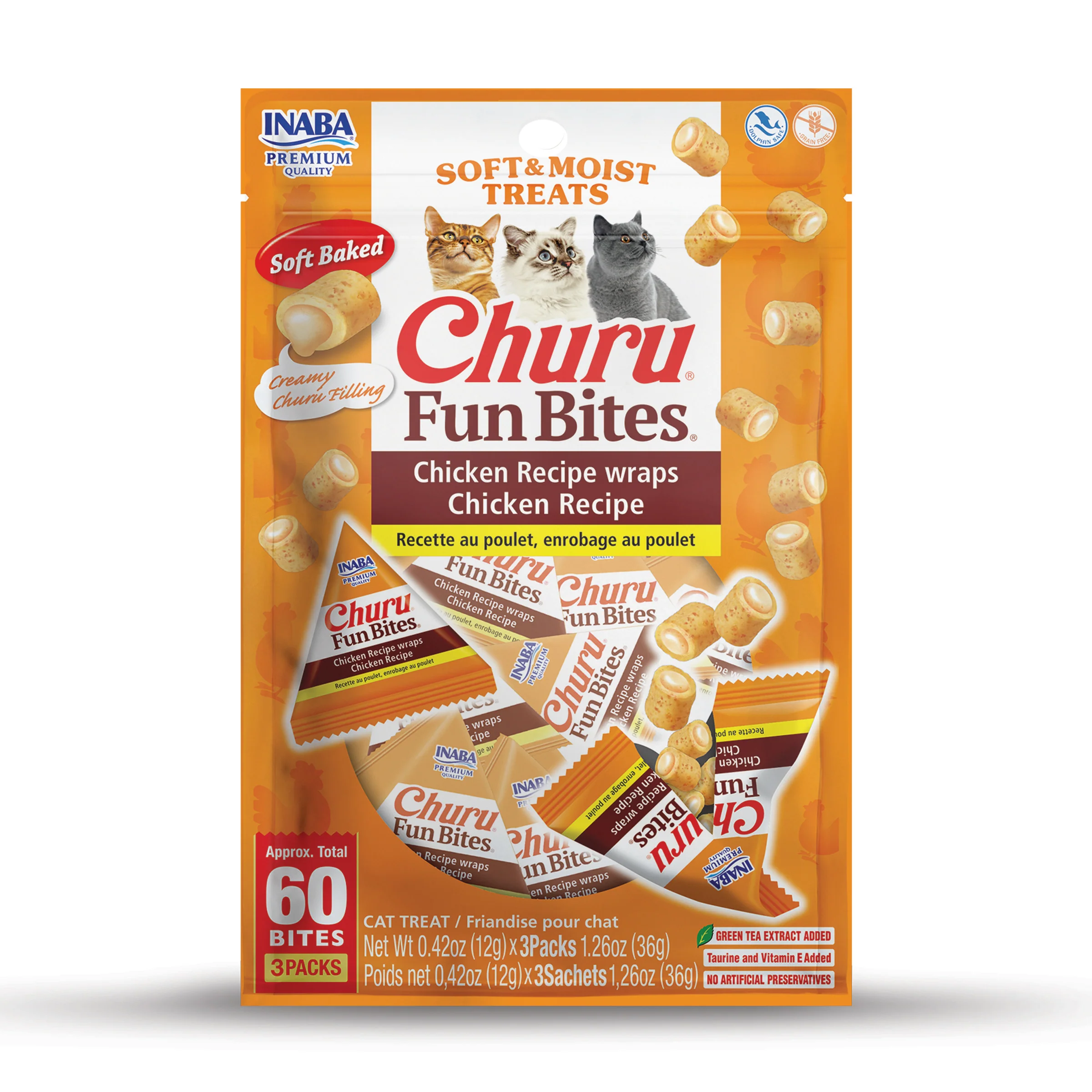 INABA Churu Fun Bites for Cats 0.42oz 3pk Chicken Recipe - Image 1