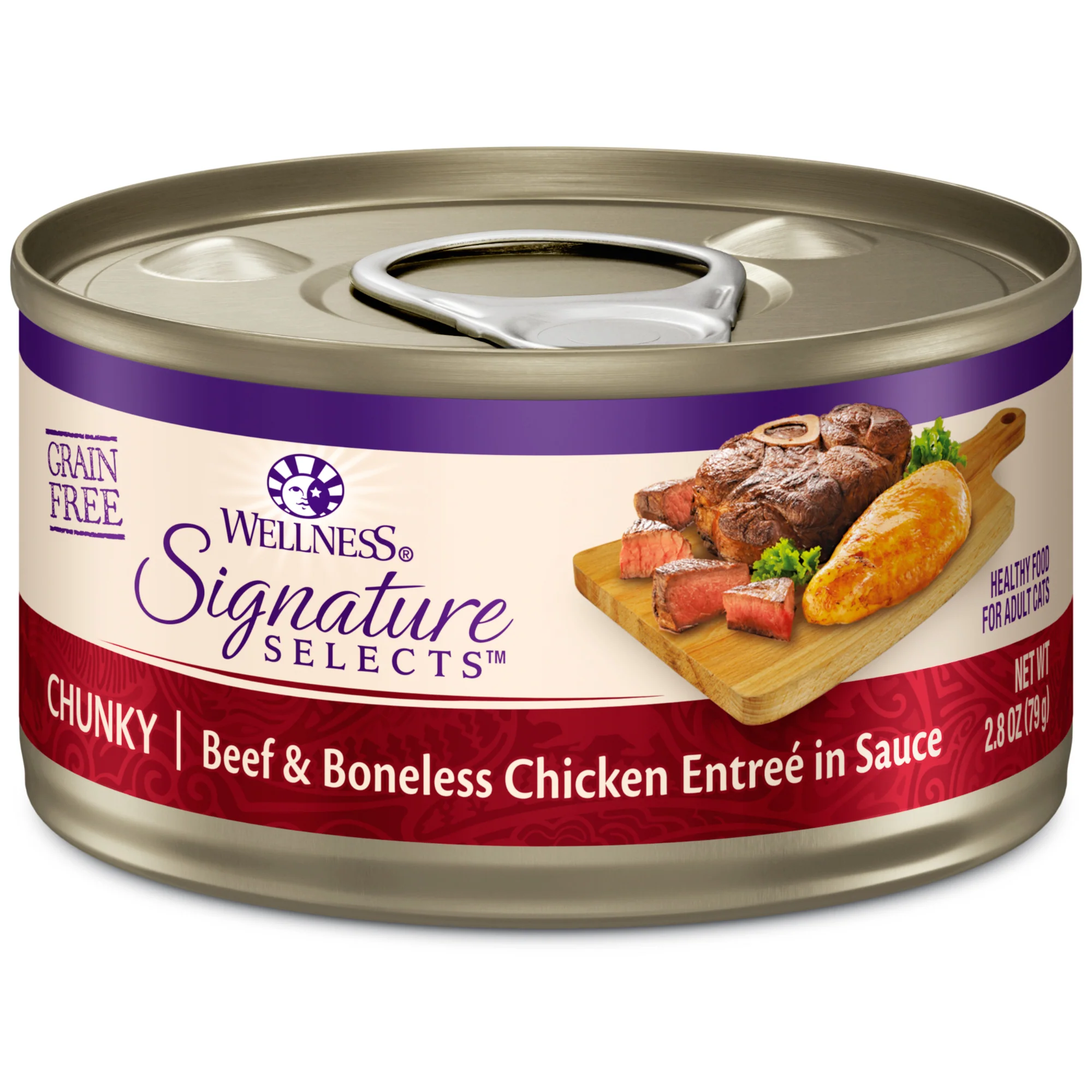 Wellness CORE Signature Selects Natural Grain Free Wet Canned Cat Food Chunky Beef & Chicken 2.8oz Can - Image 1