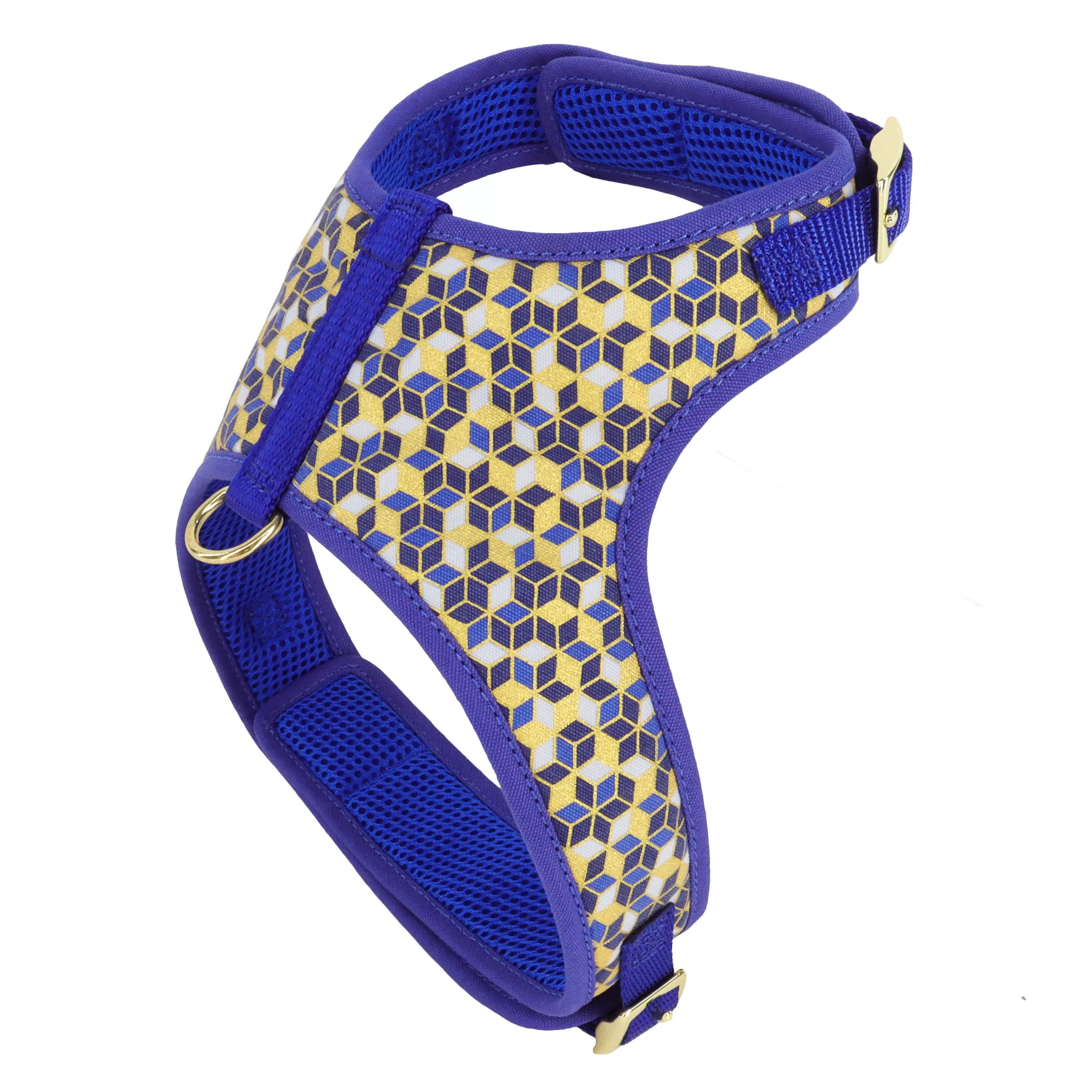 Coastal Accent Metallic Adjustable 5/8in Wide 16-20in Dog Harness Blue Diamond - Image 1