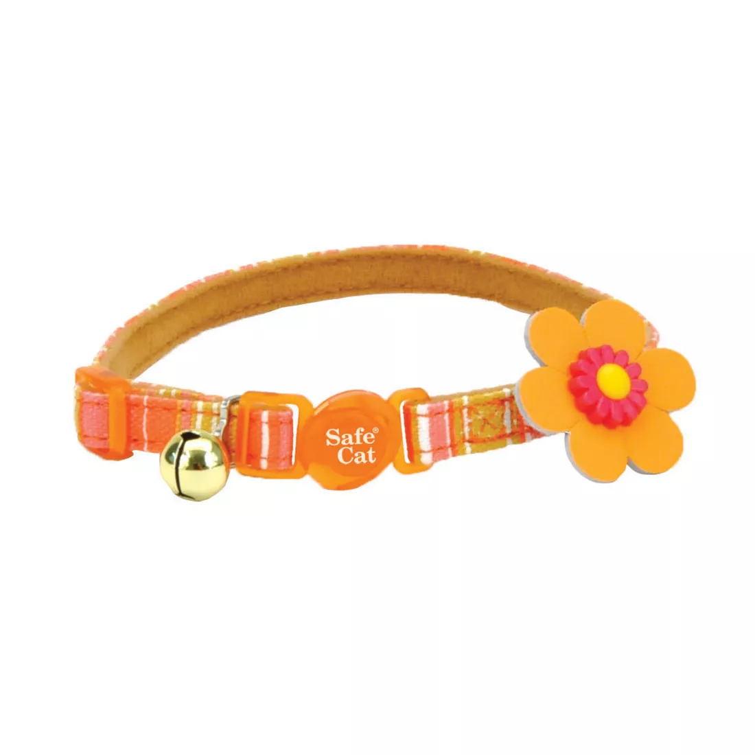 Coastal Safe Cat 3/8in Wide 8-12in Embellished Fashion Breakaway Collar Stripe Orange - Image 1