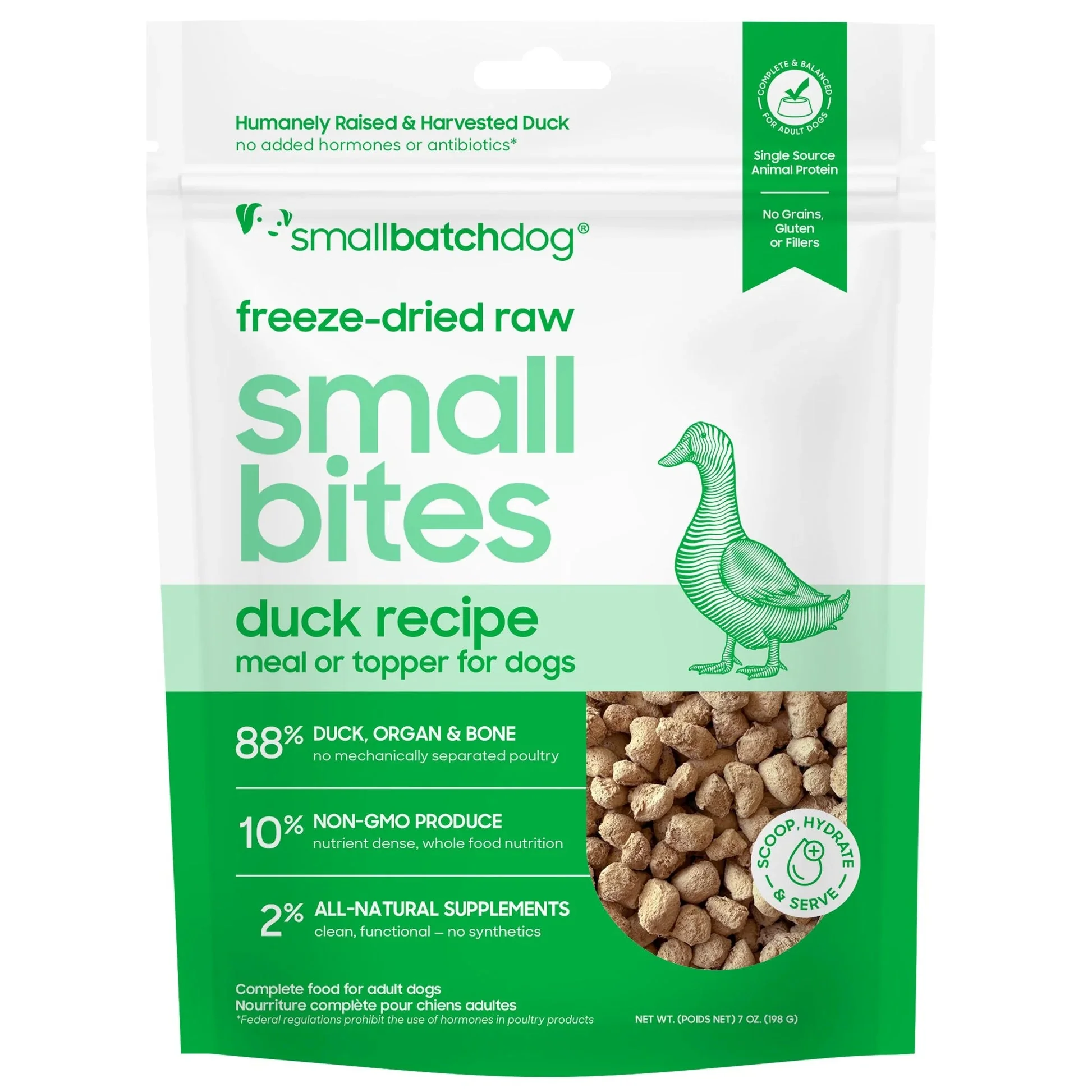 Smallbatch Freeze Dried Small Bites for Dogs 7oz Duck Recipe - Image 1