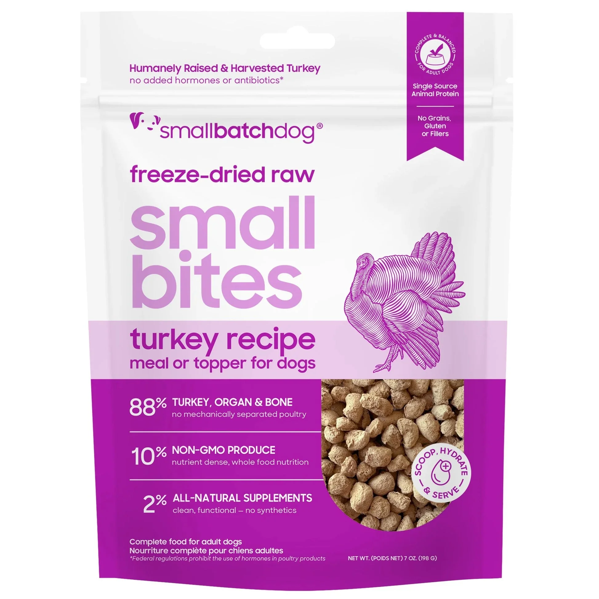 Smallbatch Freeze Dried Small Bites for Dogs 7oz Turkey Recipe - Image 1