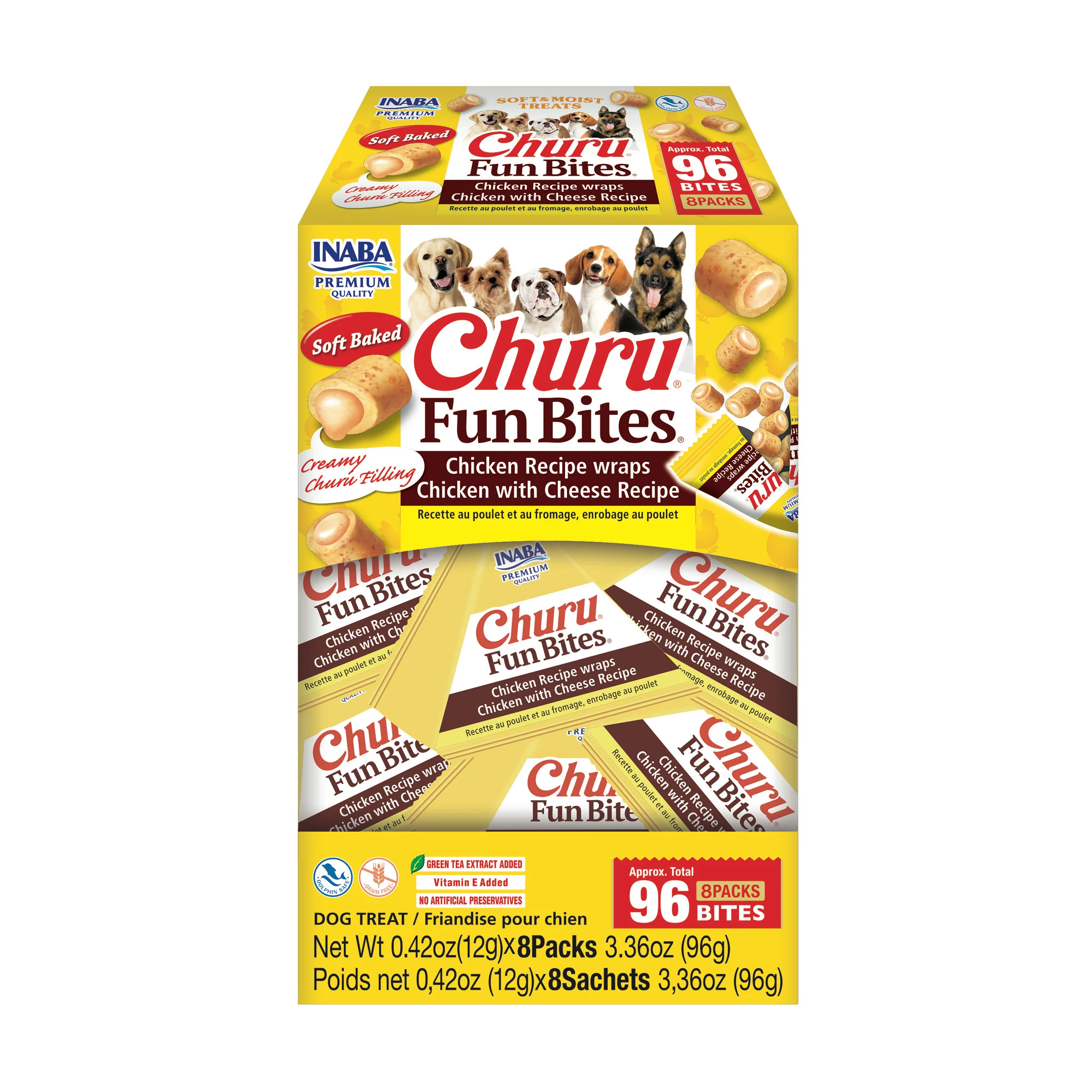 INABA Churu Fun Bites for Dogs 8pk Chicken with Cheese Recipe - Image 1